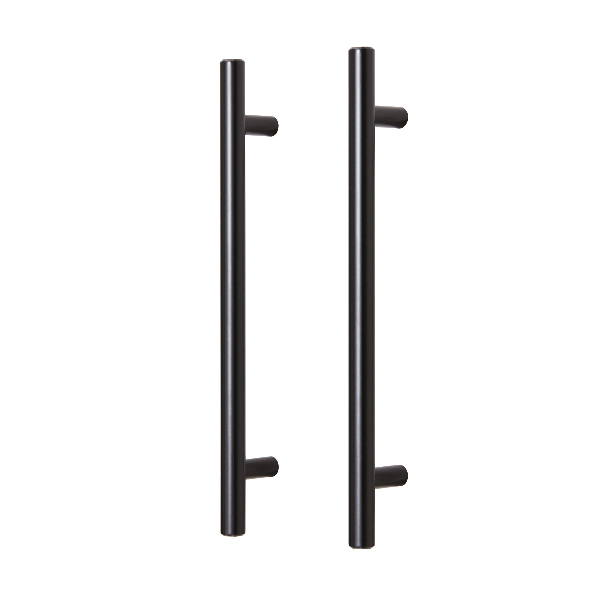 GoodHome Annatto Matt Black Kitchen cabinets Bar Pull Handle, (L)220mm x (D)32mm, Pack of 2