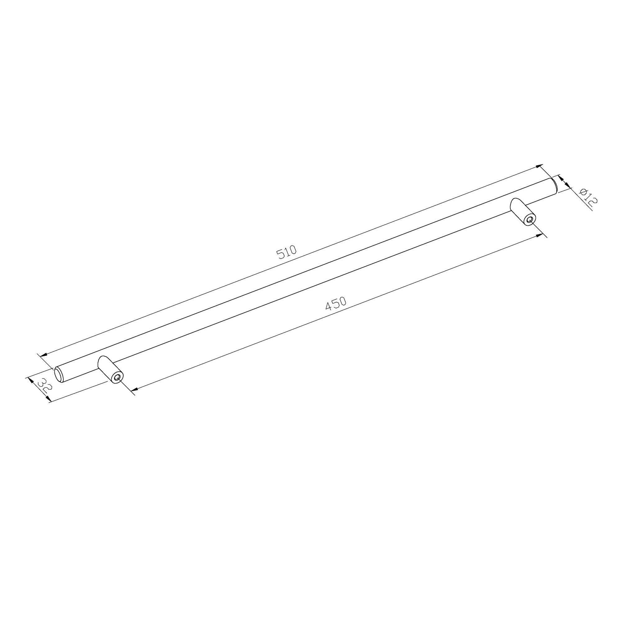 GoodHome Annatto Matt Black Kitchen cabinets Bar Pull Handle (L)51cm (D)32mm, Pack of 2