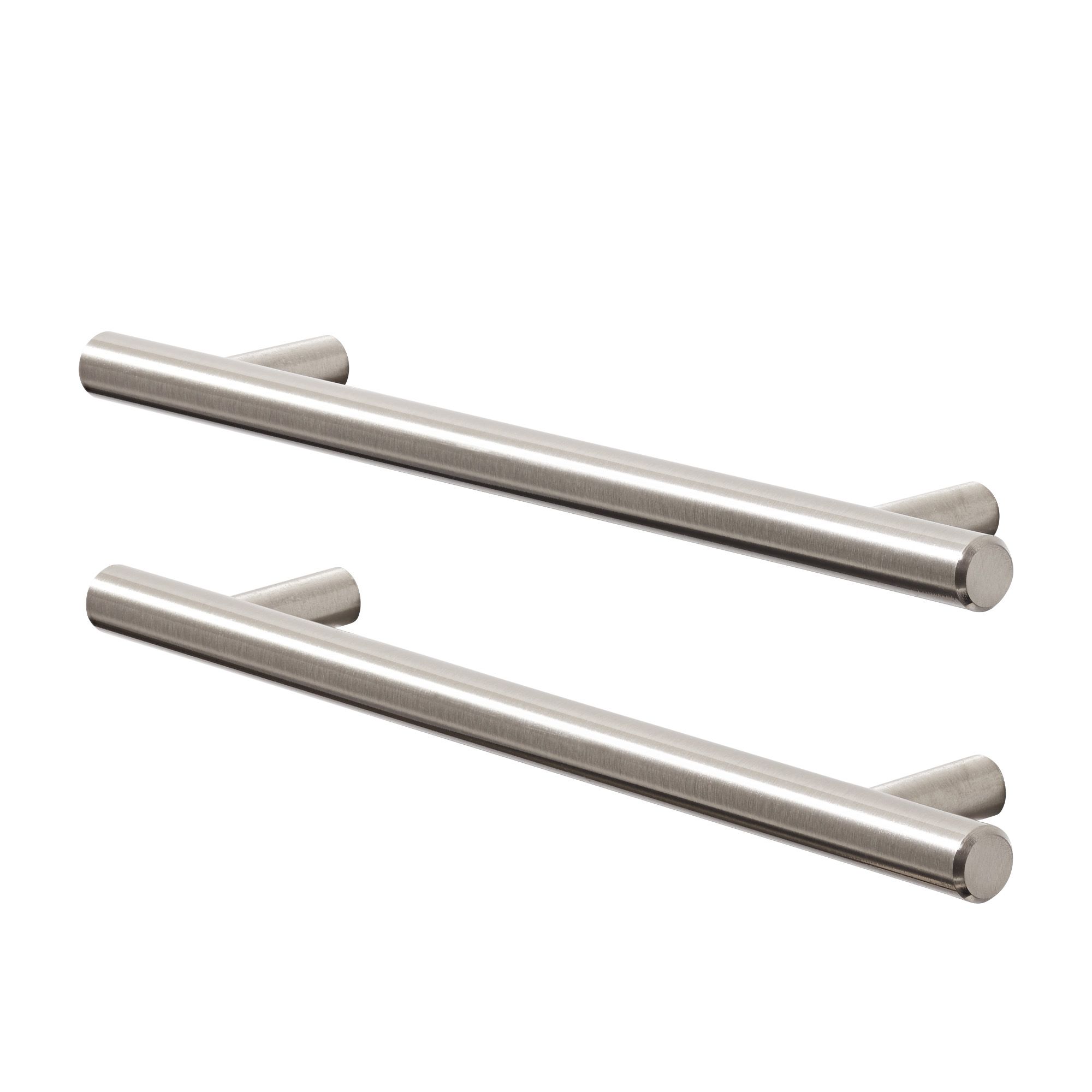 GoodHome Annatto Nickel effect Kitchen cabinets Bar Pull Handle, (L)220mm x (D)32mm, Pack of 2