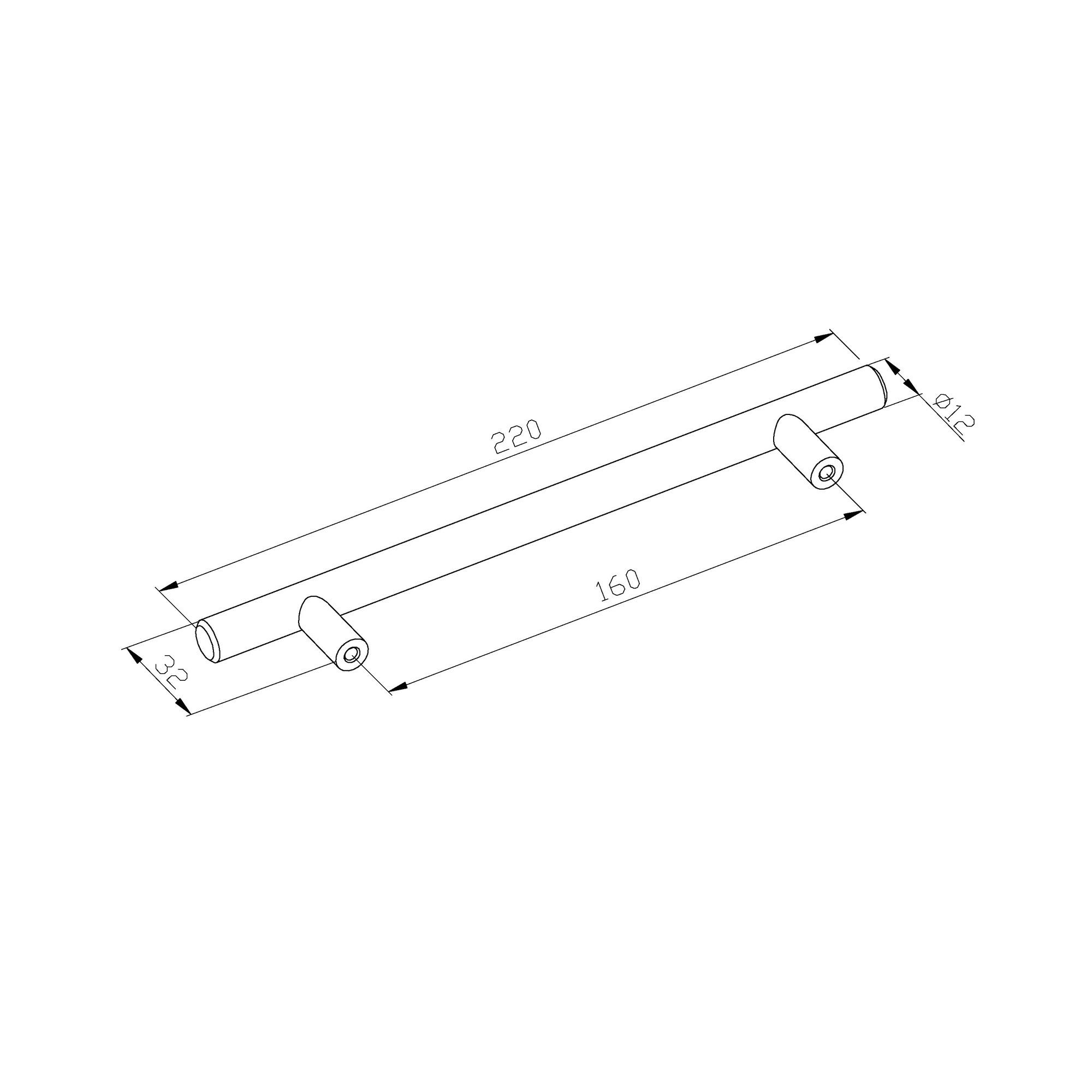 GoodHome Annatto Nickel effect Kitchen cabinets Bar Pull Handle, (L)220mm x (D)32mm, Pack of 2