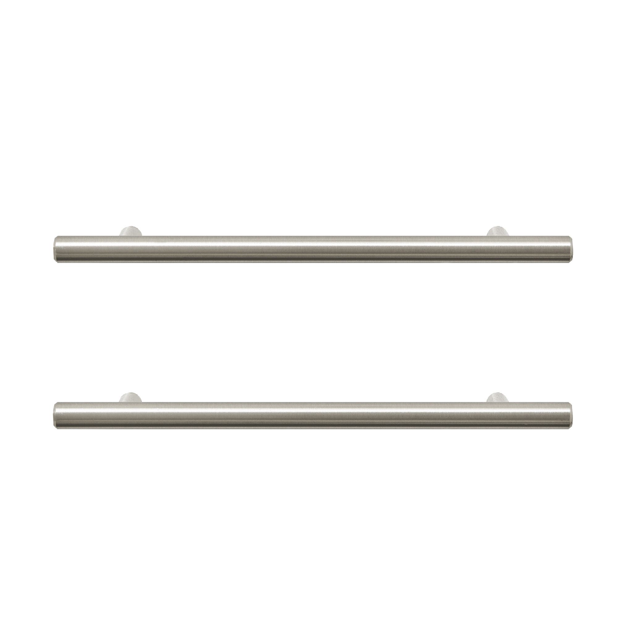 GoodHome Annatto Nickel effect Kitchen cabinets Bar Pull Handle, (L)220mm x (D)32mm, Pack of 2