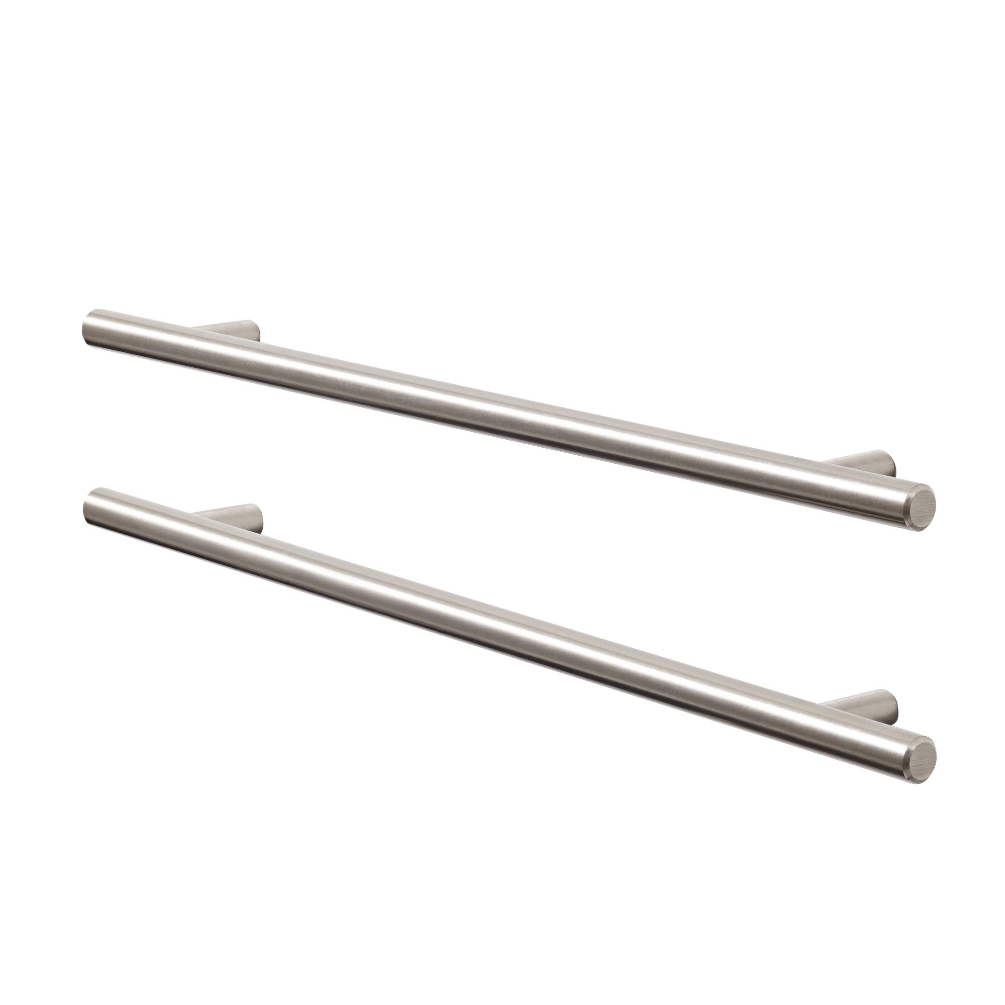 GoodHome Annatto Nickel effect Kitchen cabinets Bar Pull Handle (L)33.6cm (D)32mm, Pack of 2