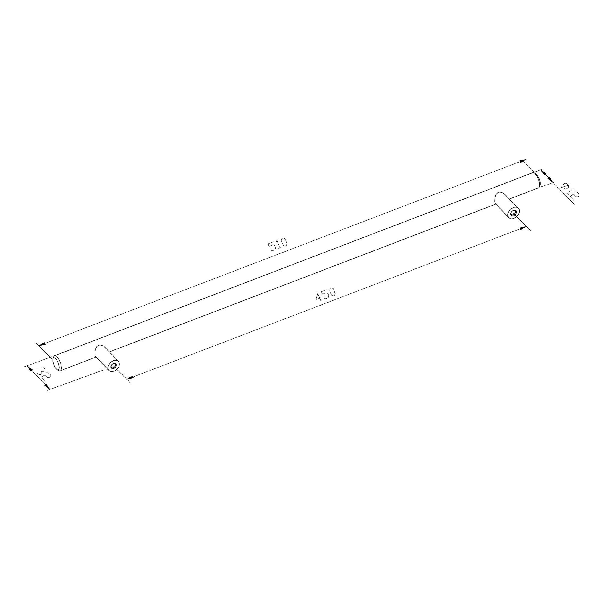 GoodHome Annatto Nickel effect Kitchen cabinets Bar Pull Handle, (L)510mm x (D)32mm, Pack of 2