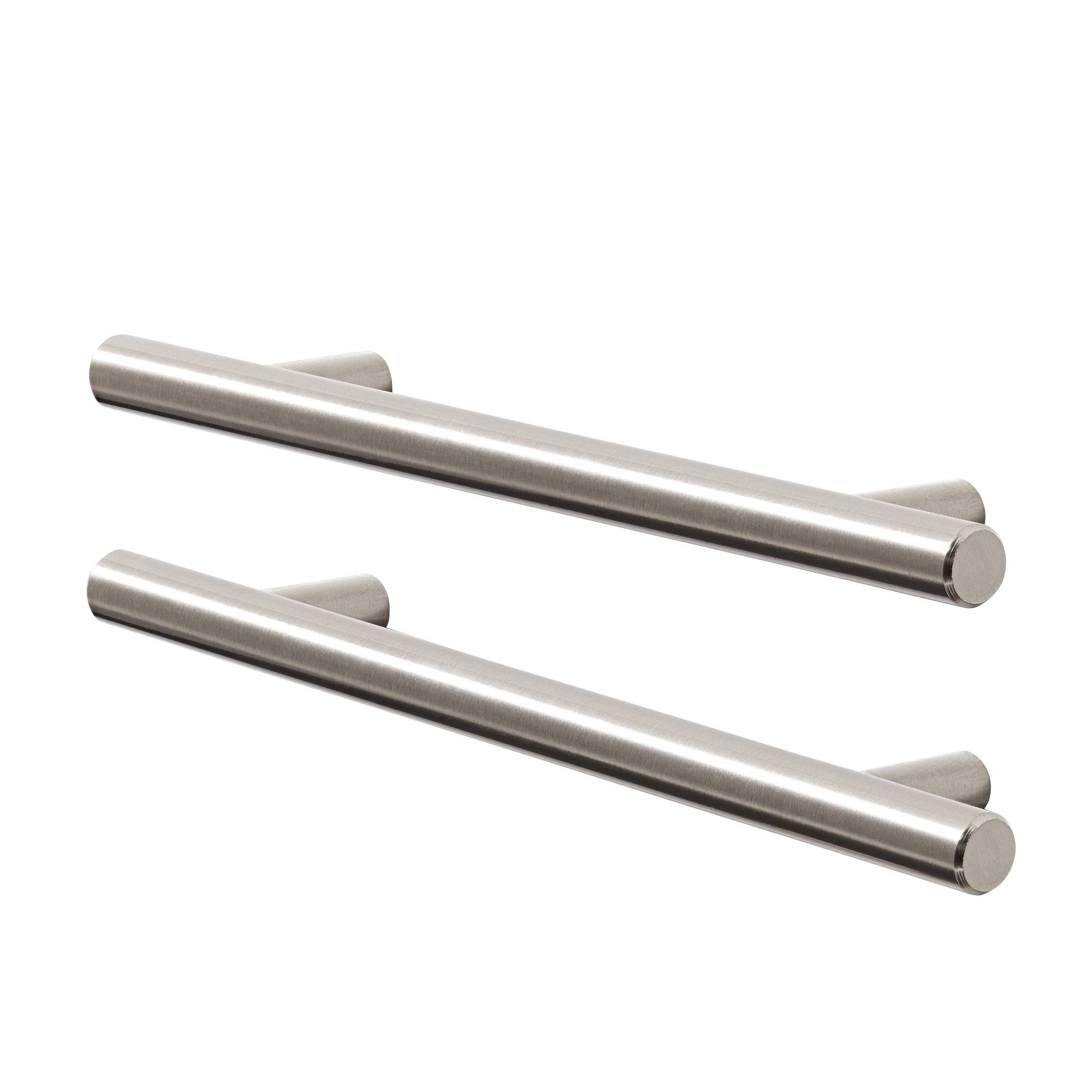 GoodHome Annatto Nickel effect Silver Kitchen cabinets Bar Pull Handle (L)18.8cm (D)32mm, Pack of 2