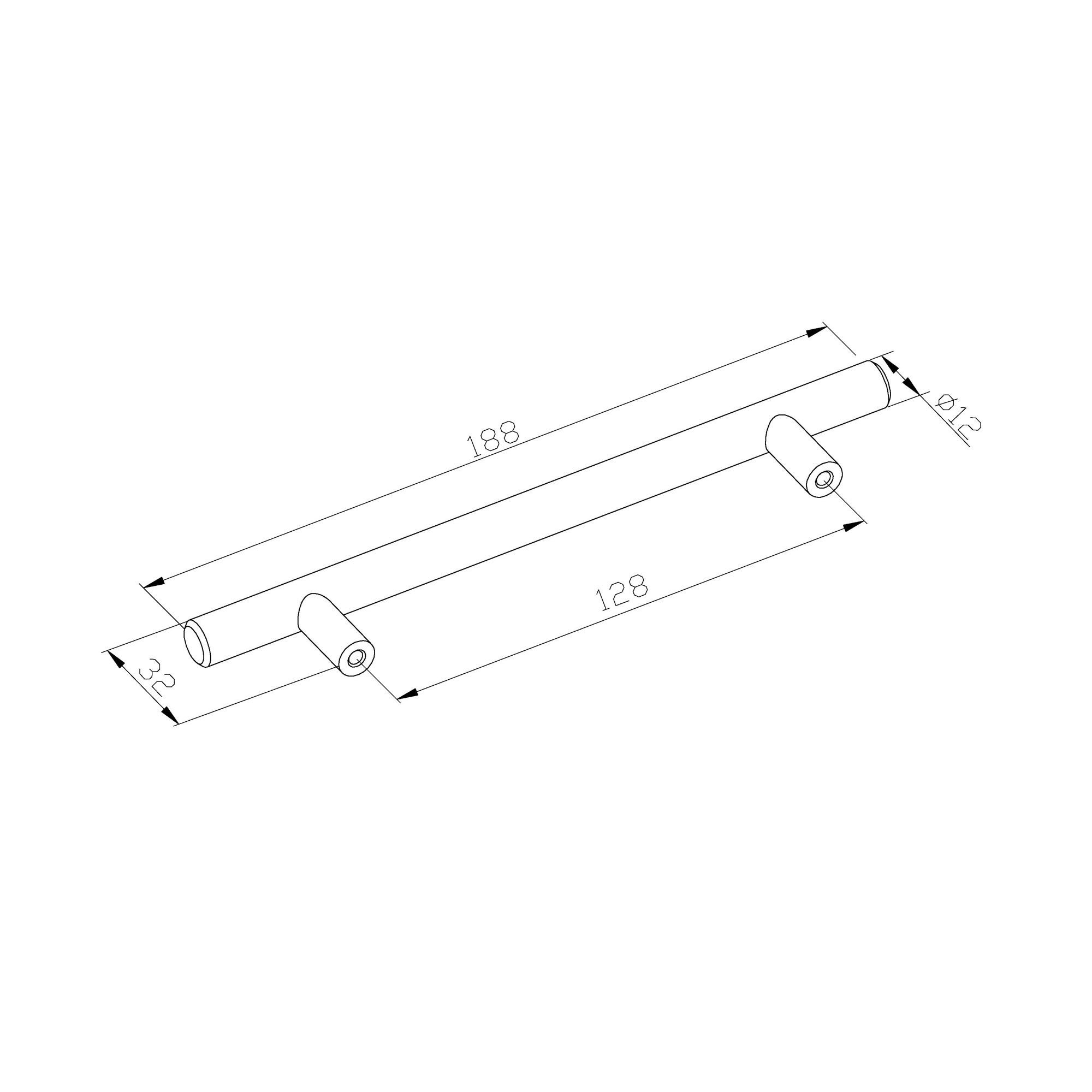 GoodHome Annatto Nickel effect Silver Kitchen cabinets Bar Pull Handle, (L)188mm x (D)32mm, Pack of 2
