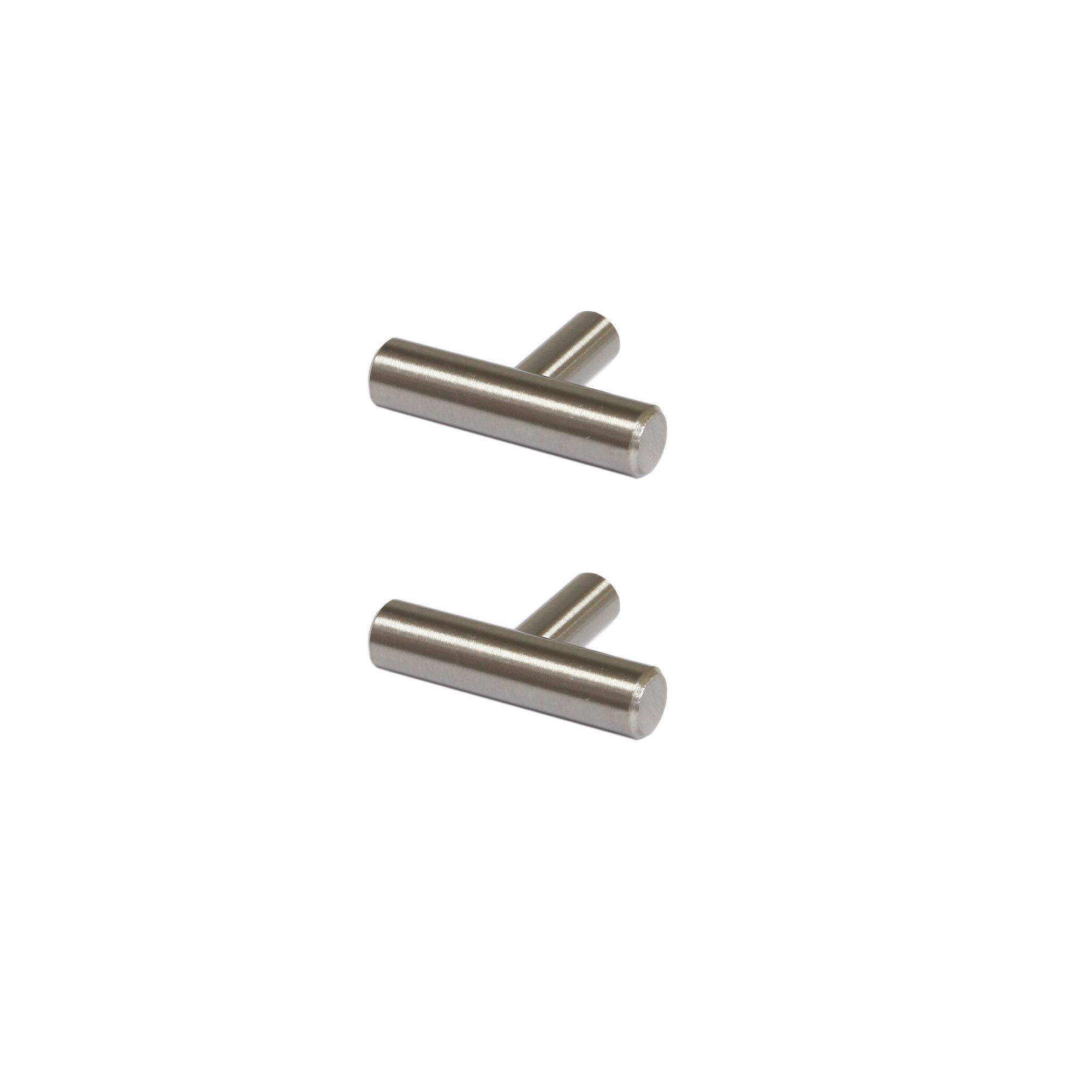 GoodHome Annatto Satin Nickel effect Kitchen cabinets T-shaped Pull handle, (L)50mm x (D)32mm, Pack of 2