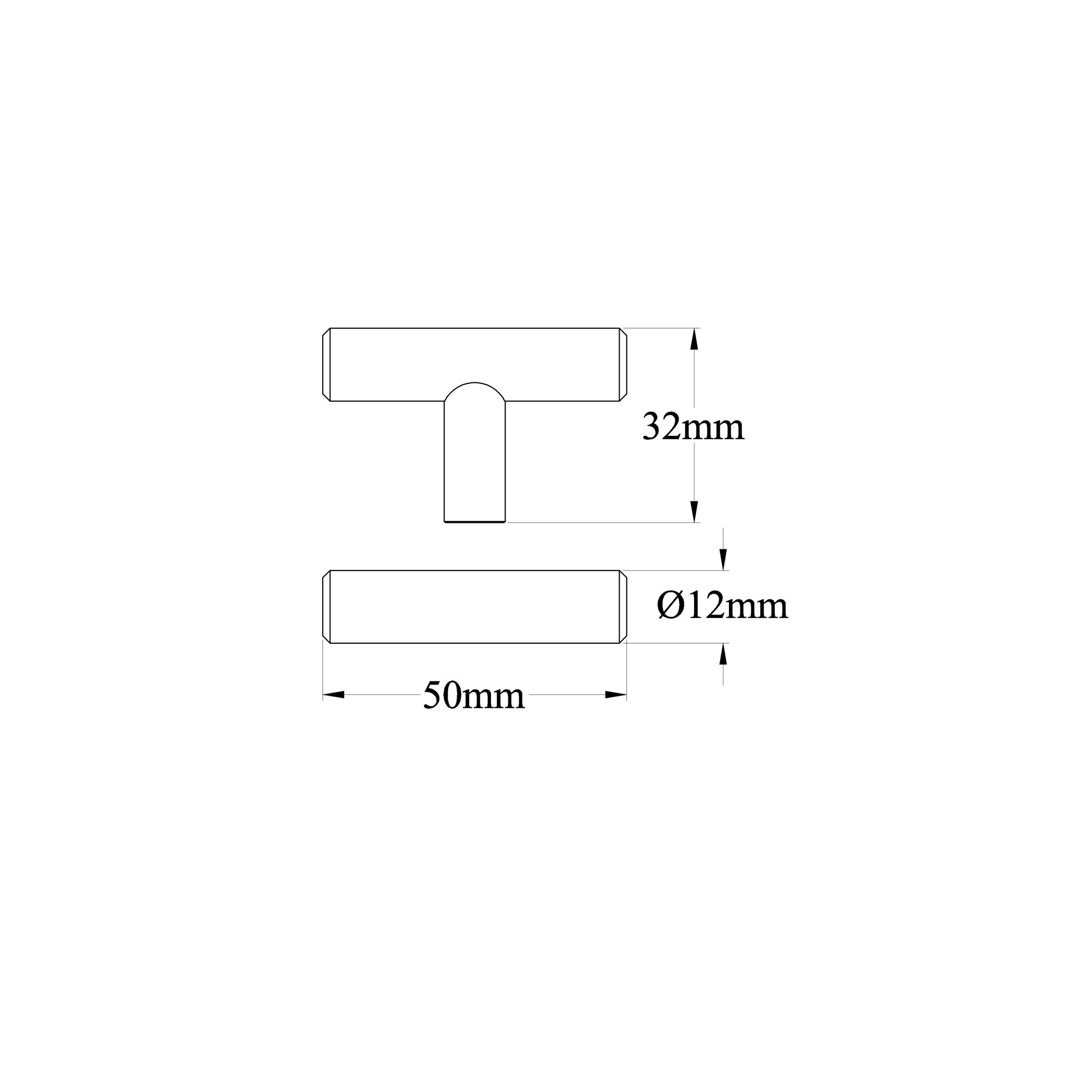 GoodHome Annatto Satin Nickel effect Kitchen cabinets T-shaped Pull handle, (L)50mm x (D)32mm, Pack of 2