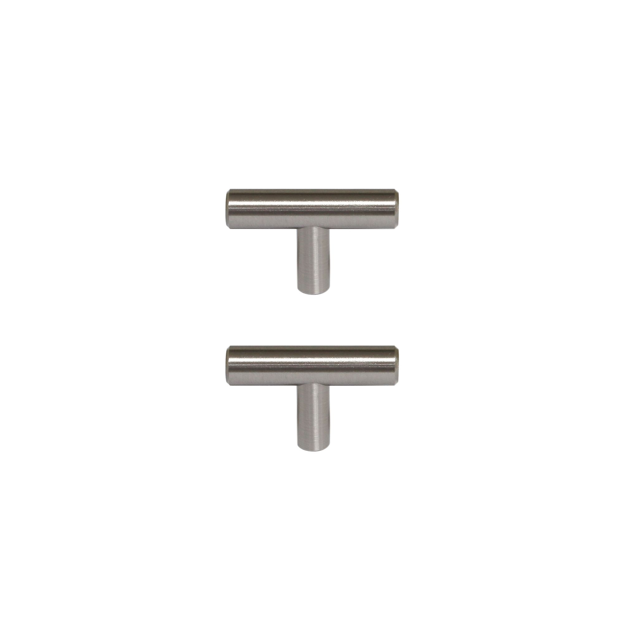 GoodHome Annatto Satin Nickel effect Kitchen cabinets T-shaped Pull handle, (L)50mm x (D)32mm, Pack of 2