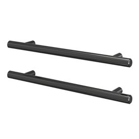 GoodHome Annatto Satin Titanium effect Kitchen cabinets Bar Pull Handle (L)22cm (D)32mm, Pack of 2