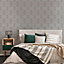 GoodHome Anor Light grey Metallic effect Geometric Textured Wallpaper
