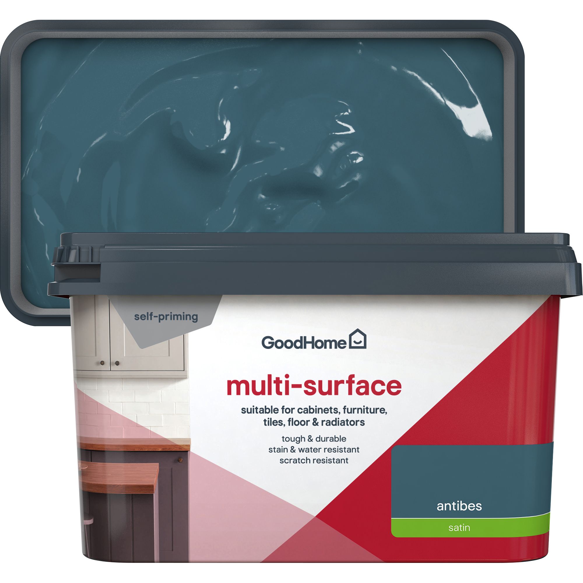 GoodHome Antibes Satin Multi-surface paint, 2L