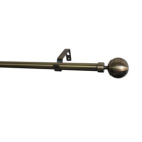 GoodHome Antiki Antique brass effect Extendable Ball Curtain pole Set, (L)1200mm-2100mm (Dia)19mm