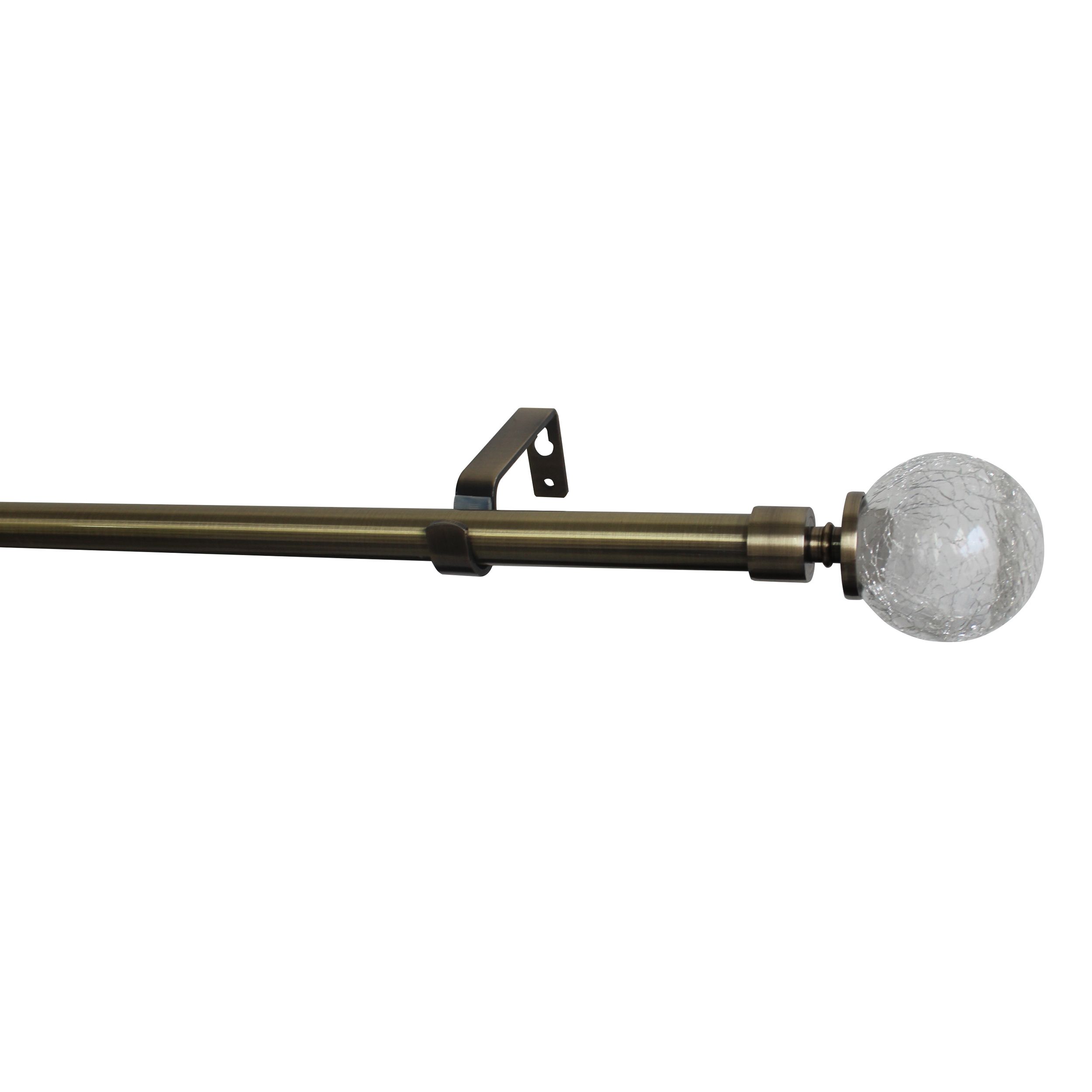 GoodHome Antiki Antique brass effect Extendable Ball Curtain pole Set, (L)1200mm-2100mm (Dia)19mm