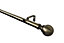 GoodHome Antiki Antique brass effect Extendable Ball Curtain pole Set, (L)1200mm-2100mm (Dia)28mm