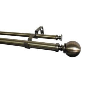 GoodHome Antiki Antique brass effect Extendable Ball Double pole Set, (L)1200mm-2100mm (Dia)28mm