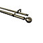 GoodHome Antiki Gold Antique brass effect Extendable Ball Curtain pole Set, (L)1200mm-2100mm (Dia)28mm