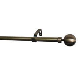 GoodHome Antiki Satin Antique brass effect Extendable Ball Single curtain pole set Set, (L)1200mm-2100mm (Dia)19mm