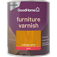 GoodHome Antique Pine Gloss Multi-surface Furniture Wood varnish, 750ml