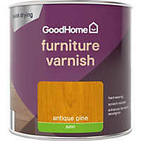 GoodHome Antique Pine Satin Multi-surface Furniture Wood varnish, 250ml