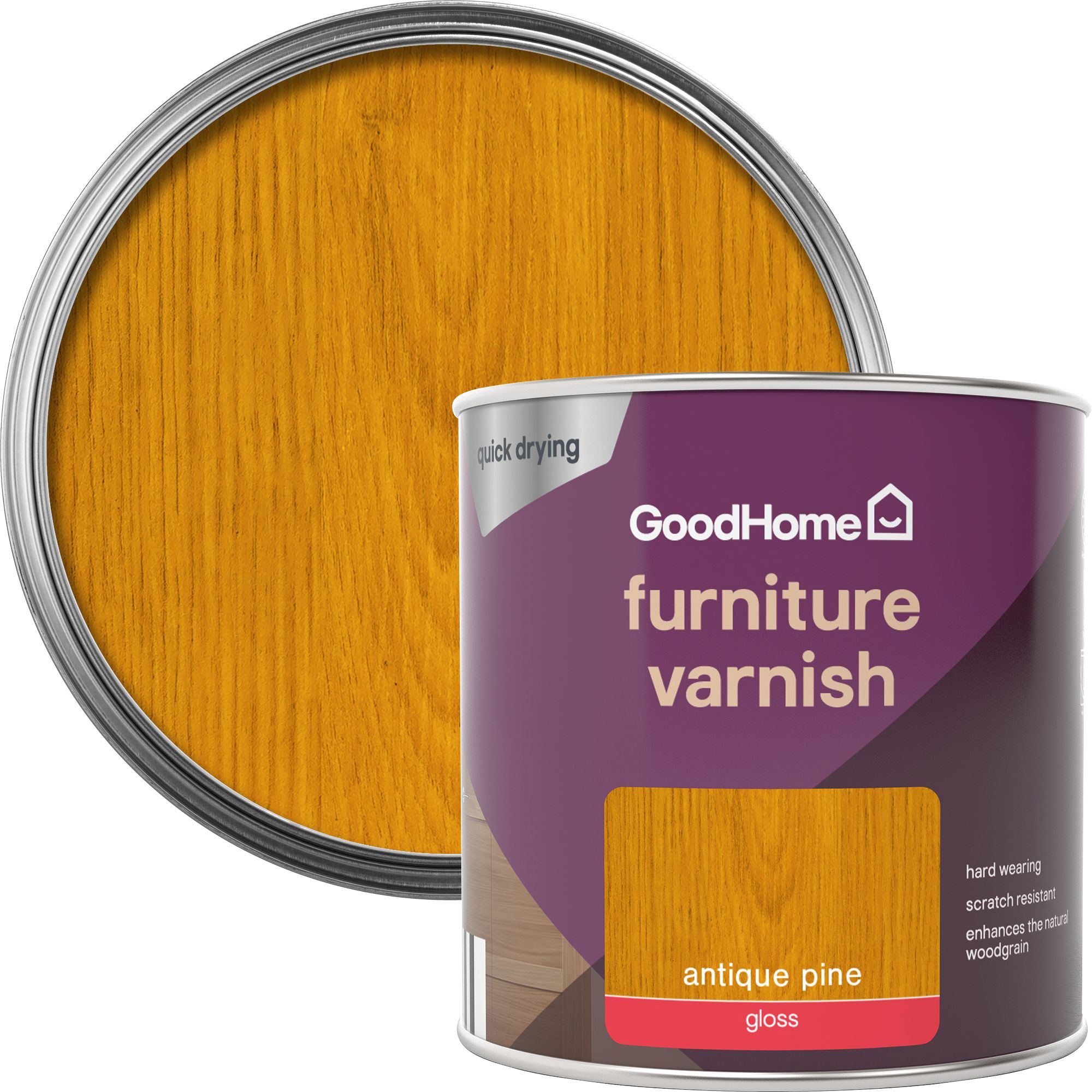 GoodHome Antique Pine Satin Multisurface Furniture Wood varnish, 250ml