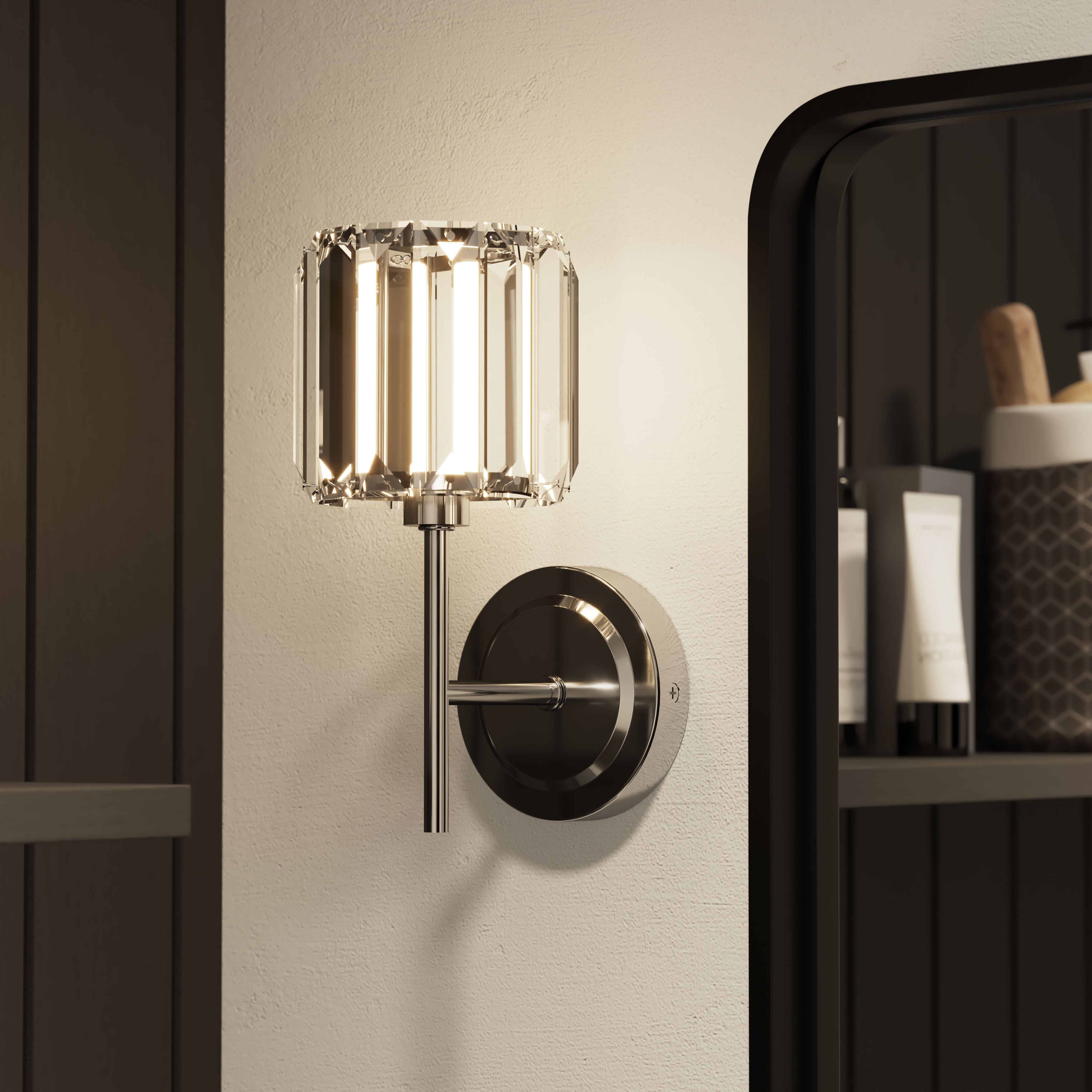 GoodHome Antpitta Chrome effect Wired LED Bathroom wall light