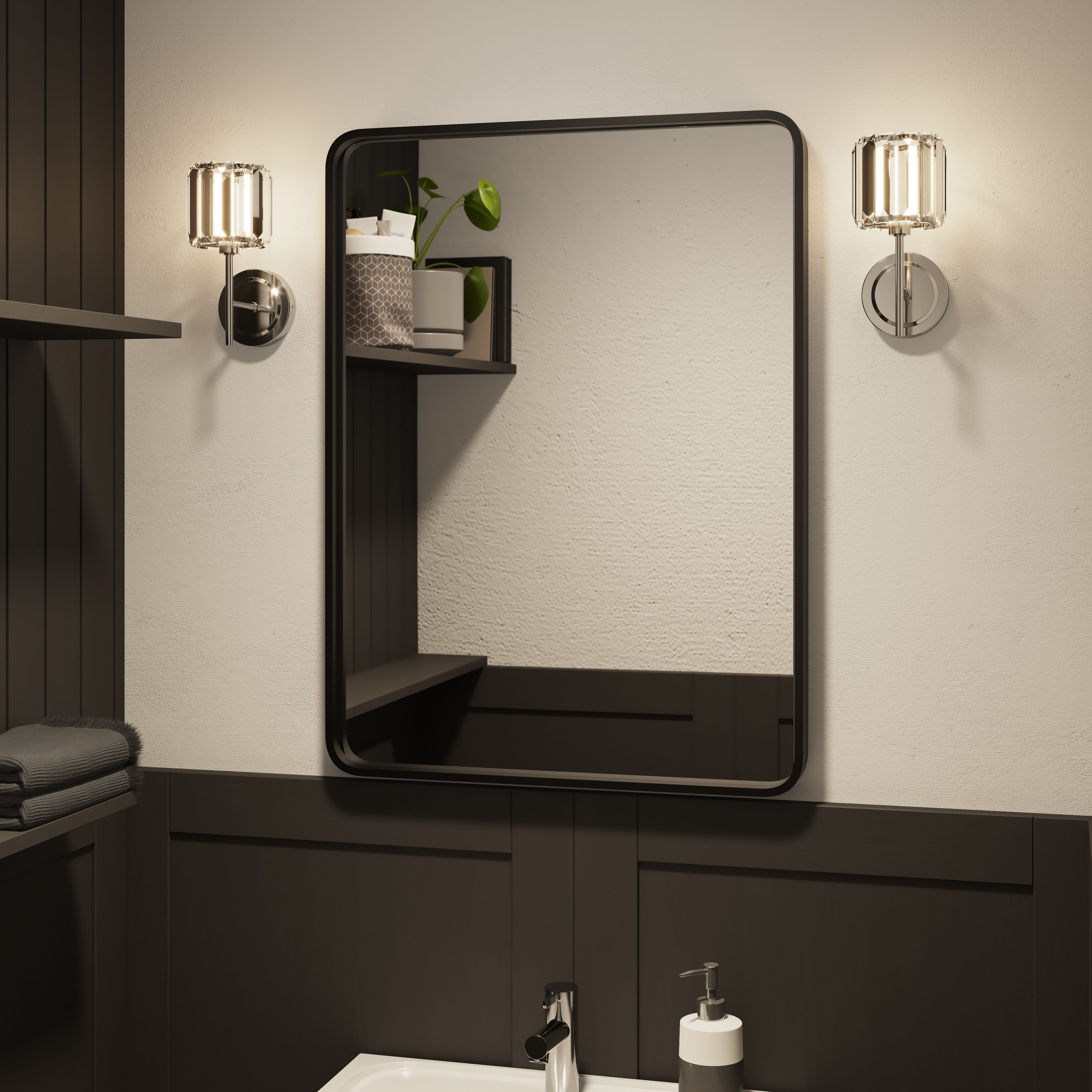 GoodHome Antpitta Chrome effect Wired LED Bathroom wall light