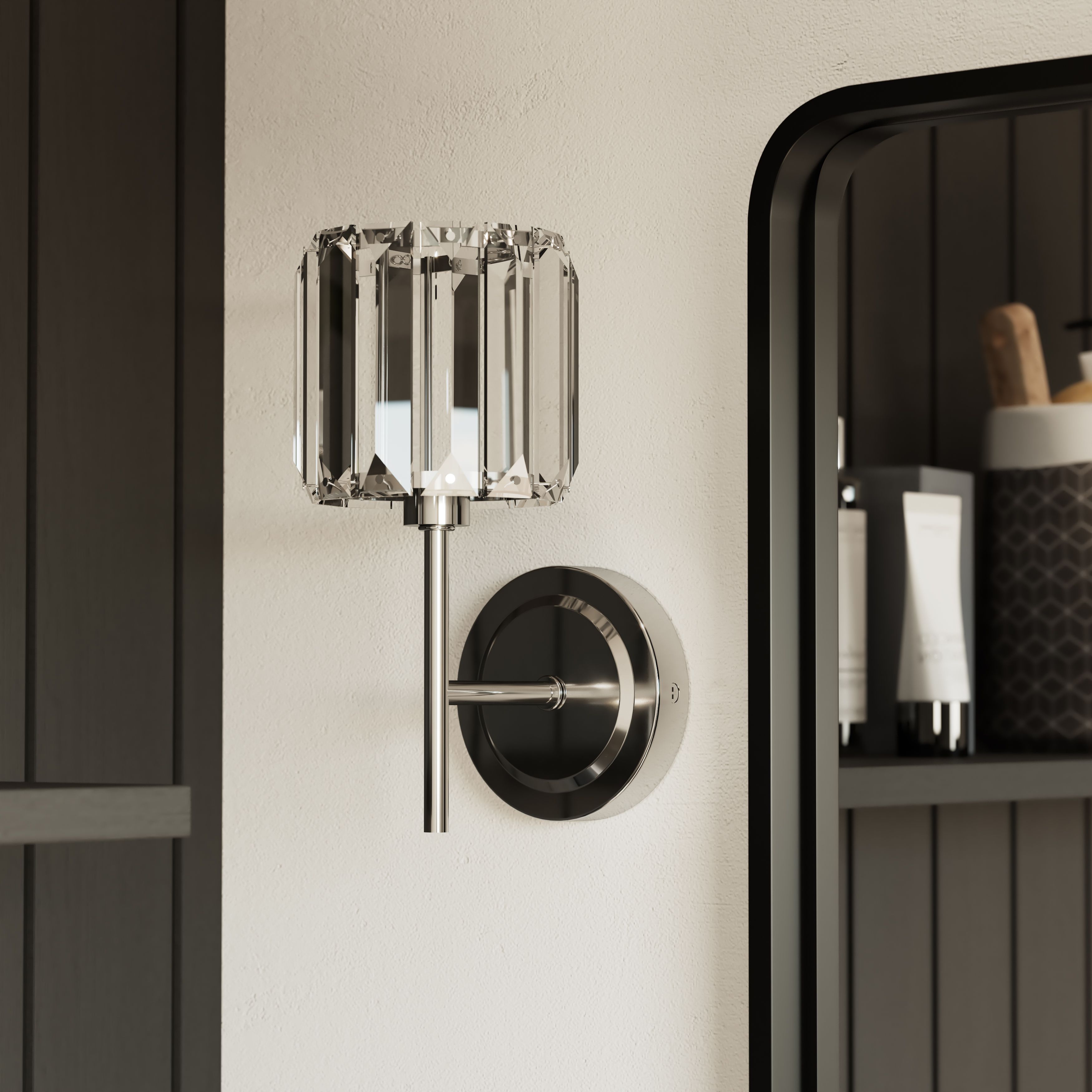 GoodHome Antpitta Chrome effect Wired LED Bathroom wall light