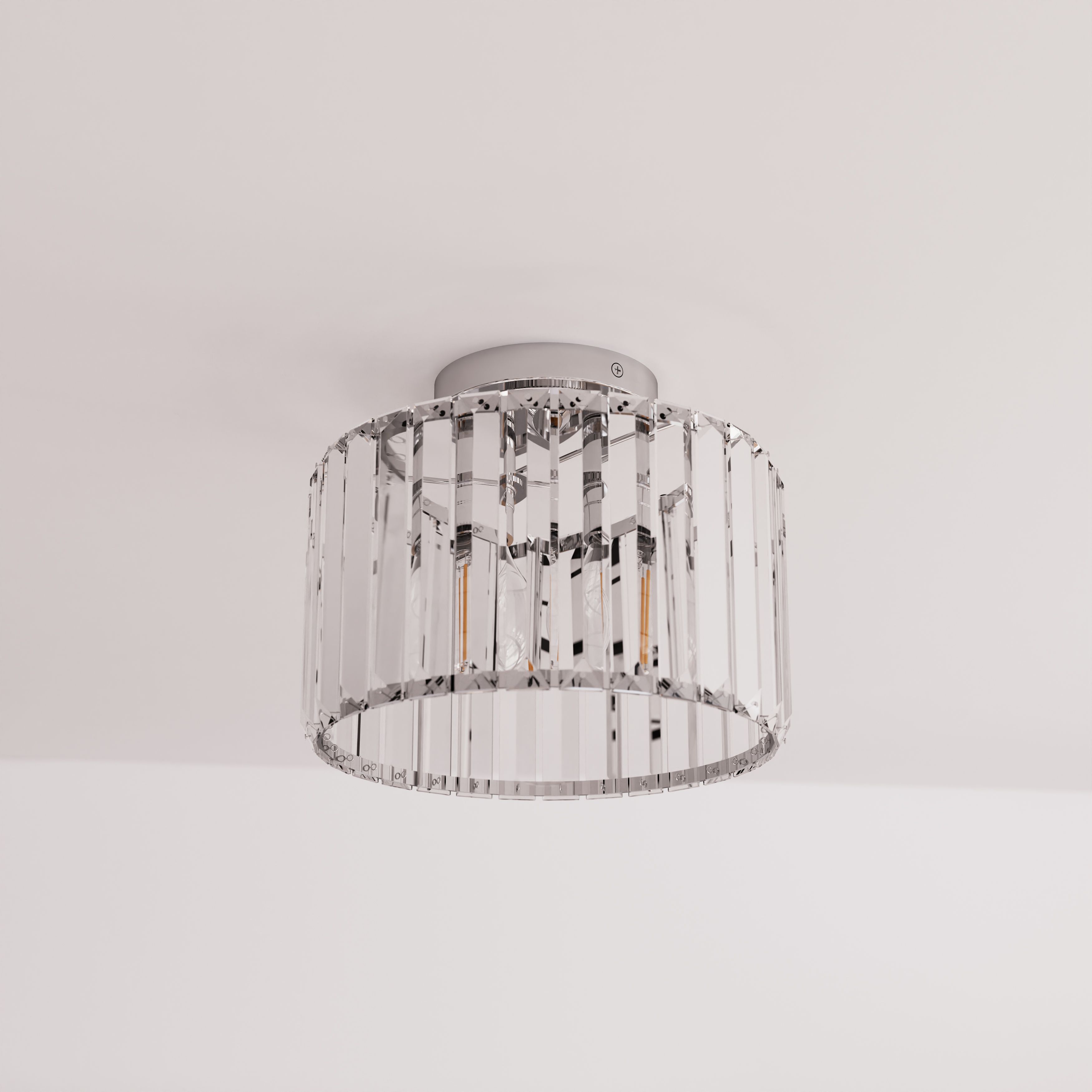 GoodHome Antpitta Glass & metal Chrome effect LED Bathroom ceiling light