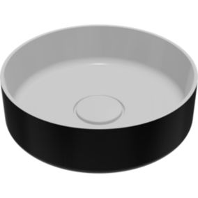 GoodHome Apanas Matt Black & white Round Counter top Basin (W)38cm