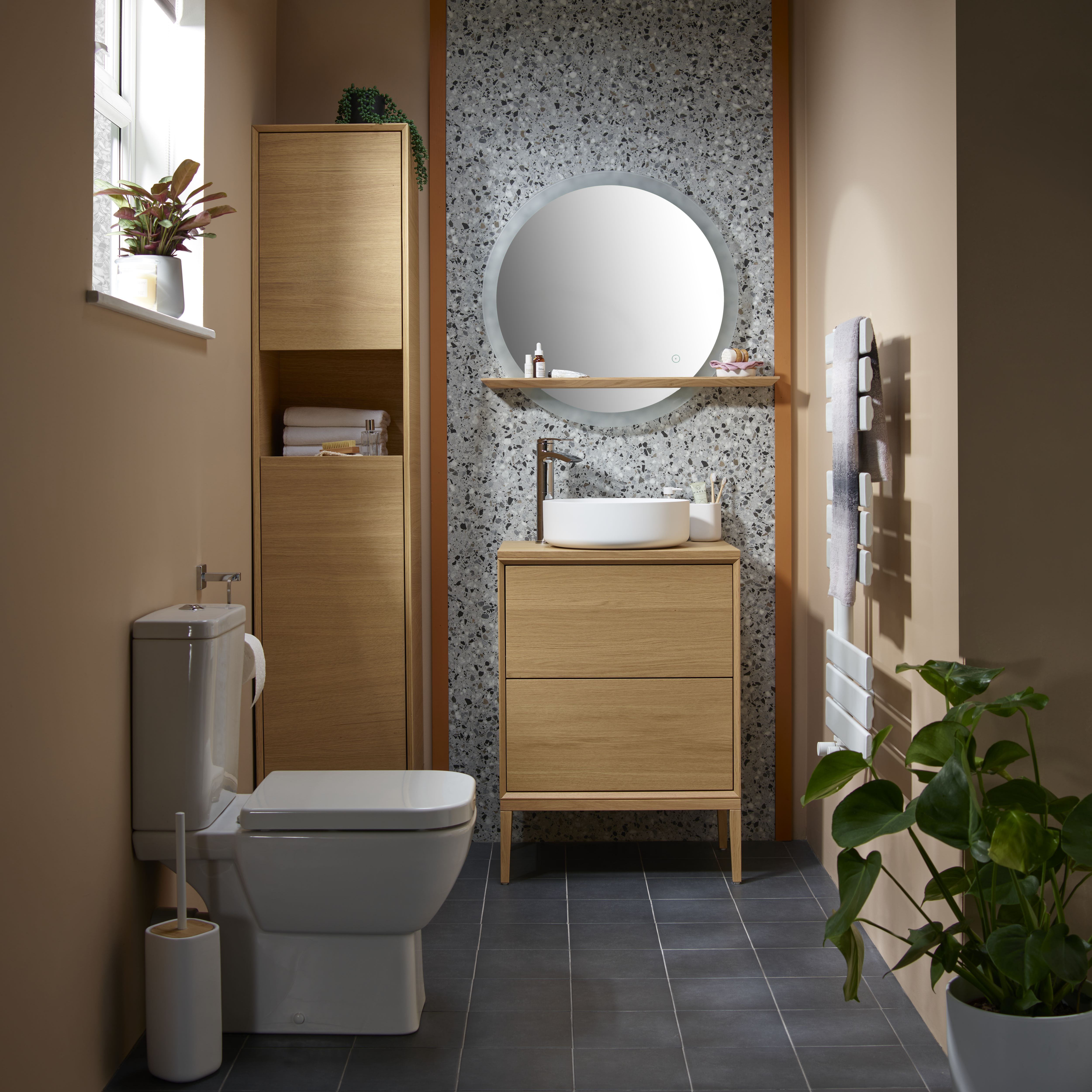 GoodHome Apanas Matt White Round Counter top Basin