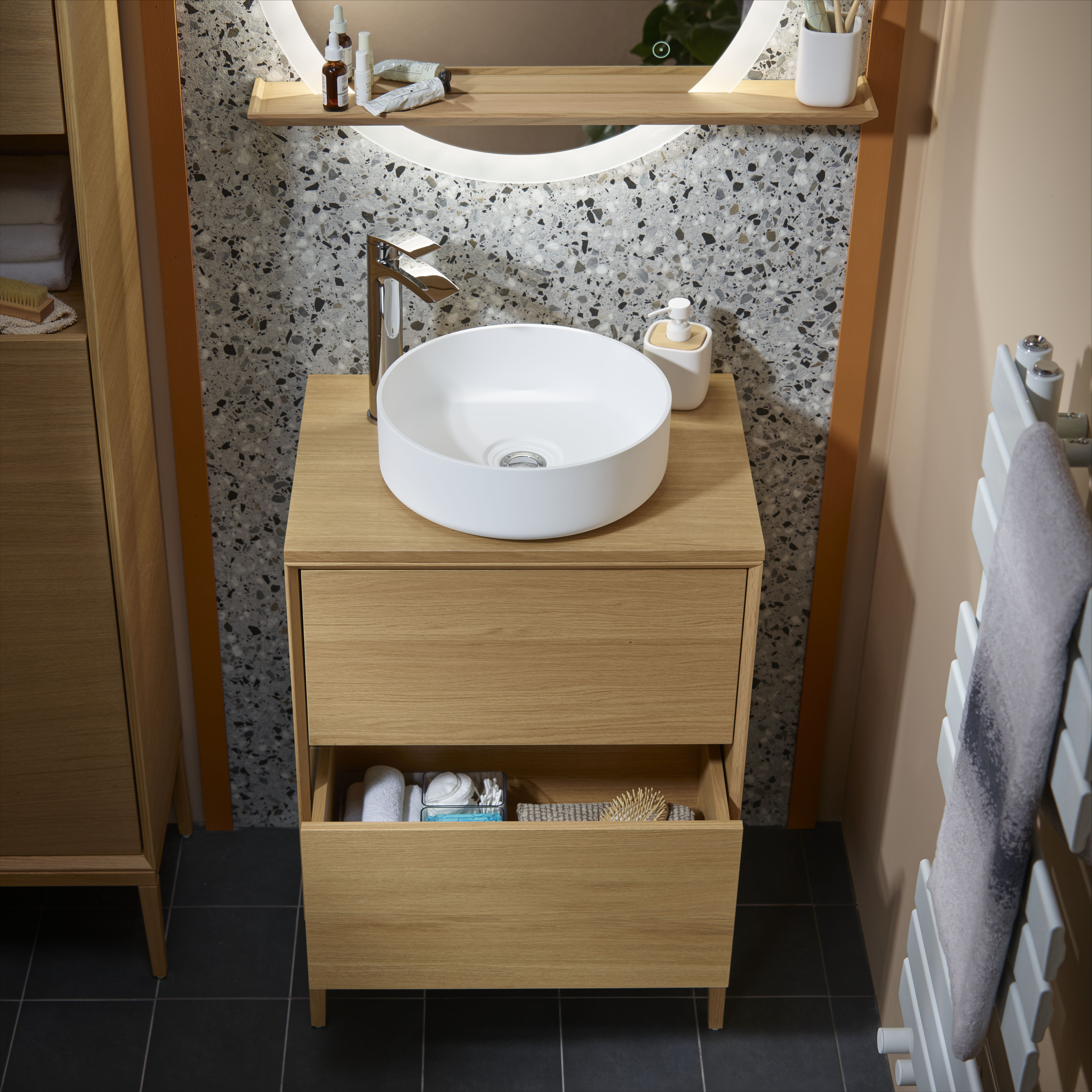 GoodHome Apanas Matt White Round Counter top Basin