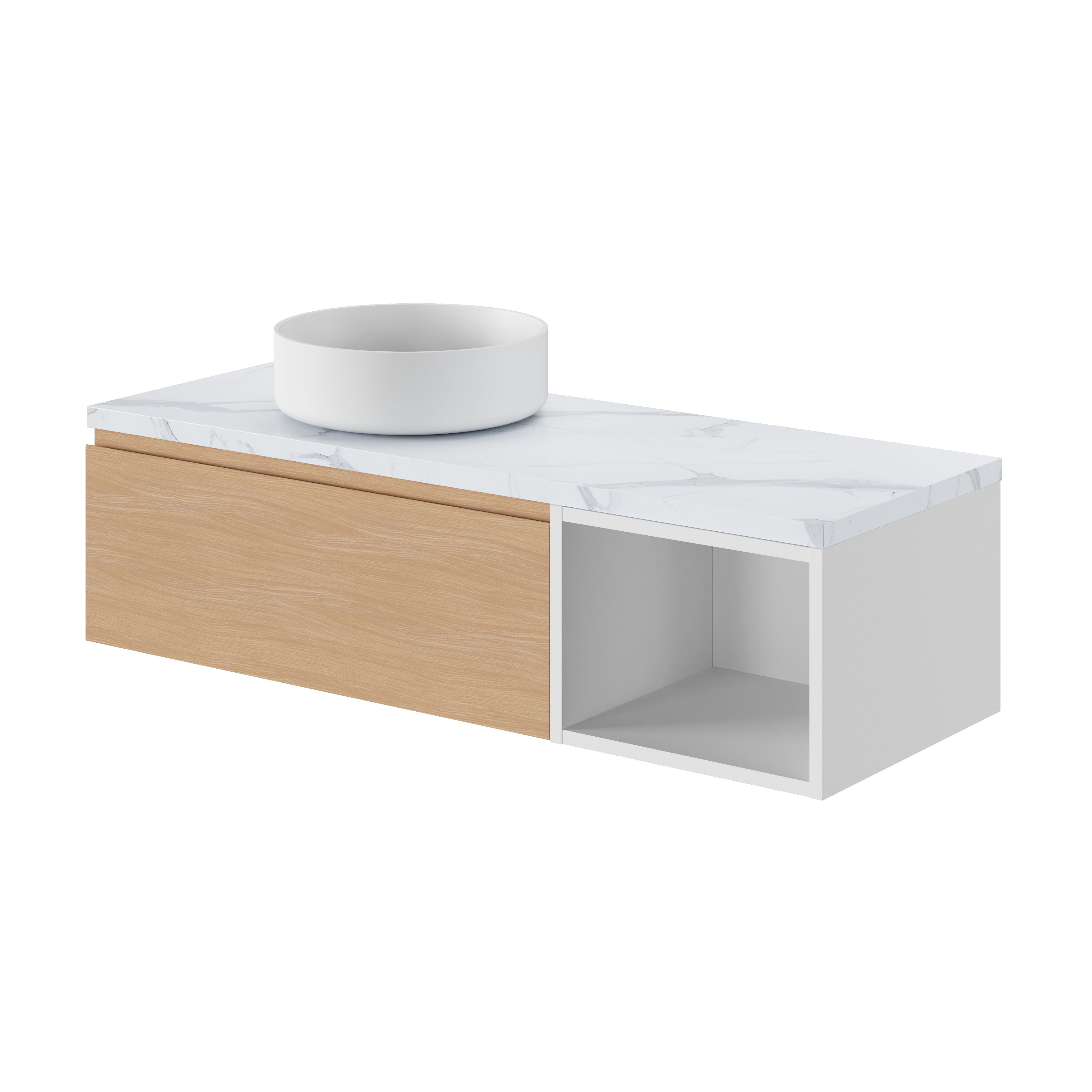 GoodHome Apanas Matt White Round Counter top Basin