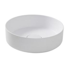 GoodHome Apanas White Round Counter-mounted Counter top Basin (W)38cm
