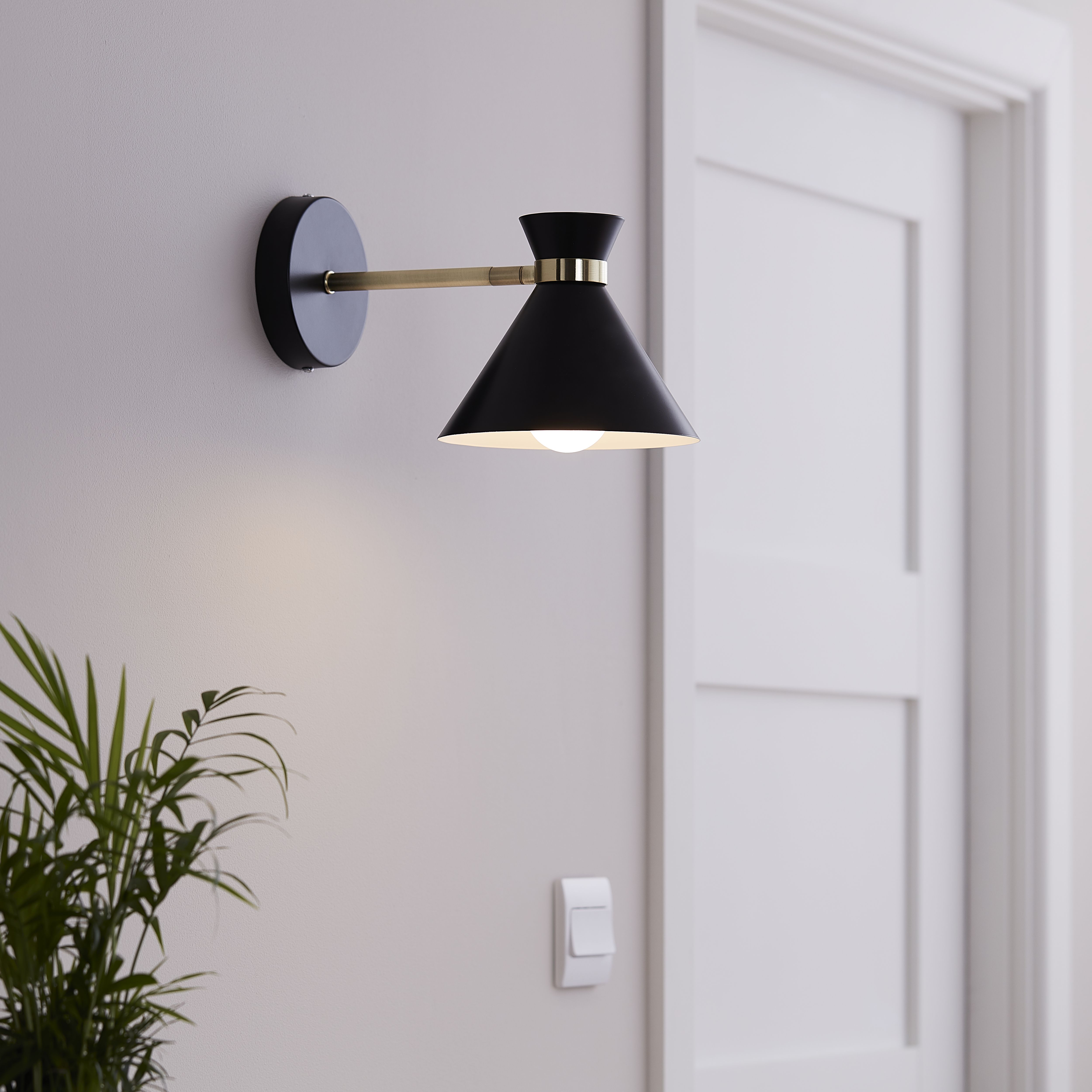 Matt black store wall lights