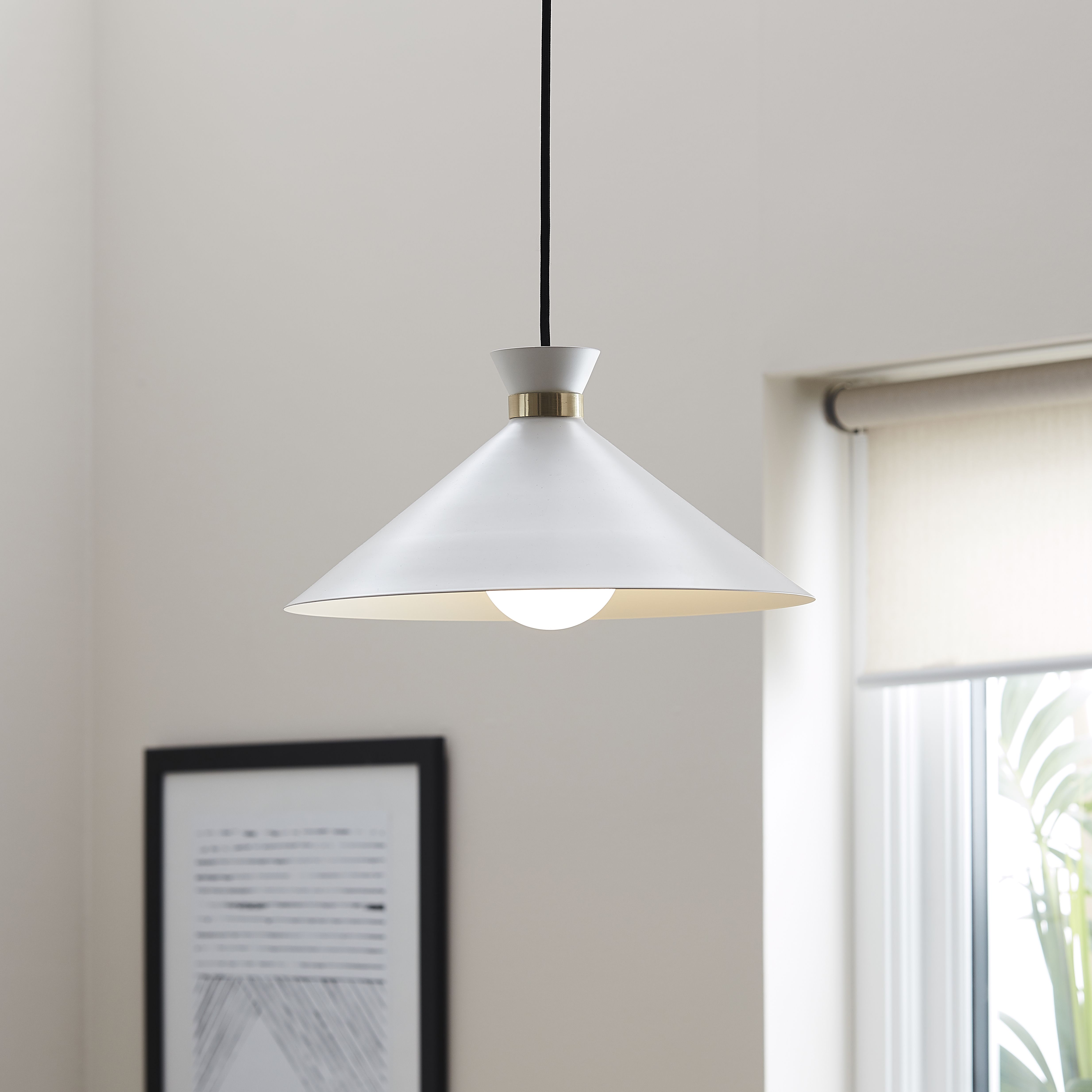 GoodHome Apennin Matt Cream Pendant ceiling light, (Dia)350mm