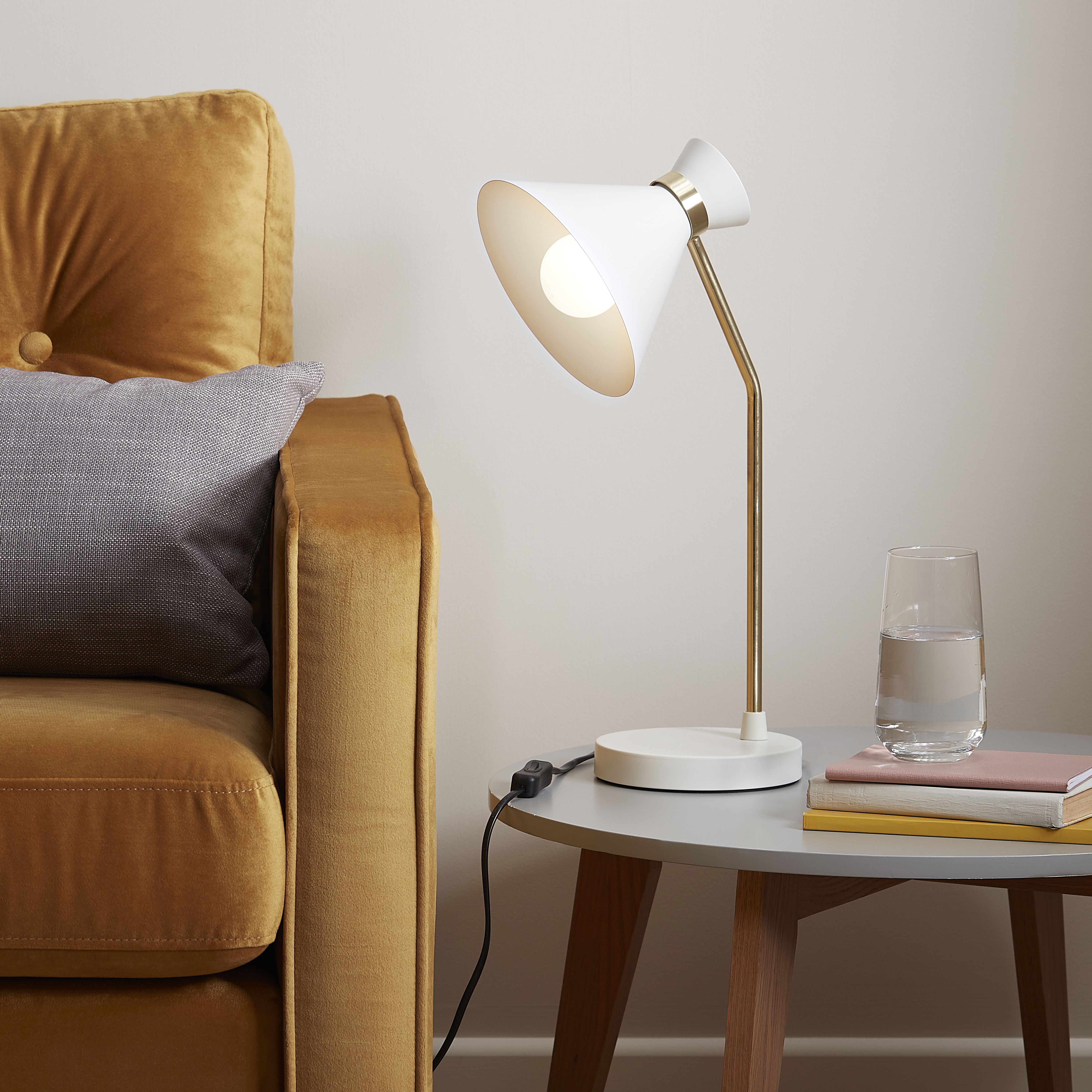GoodHome Apennin Modern Matt Cream Table light
