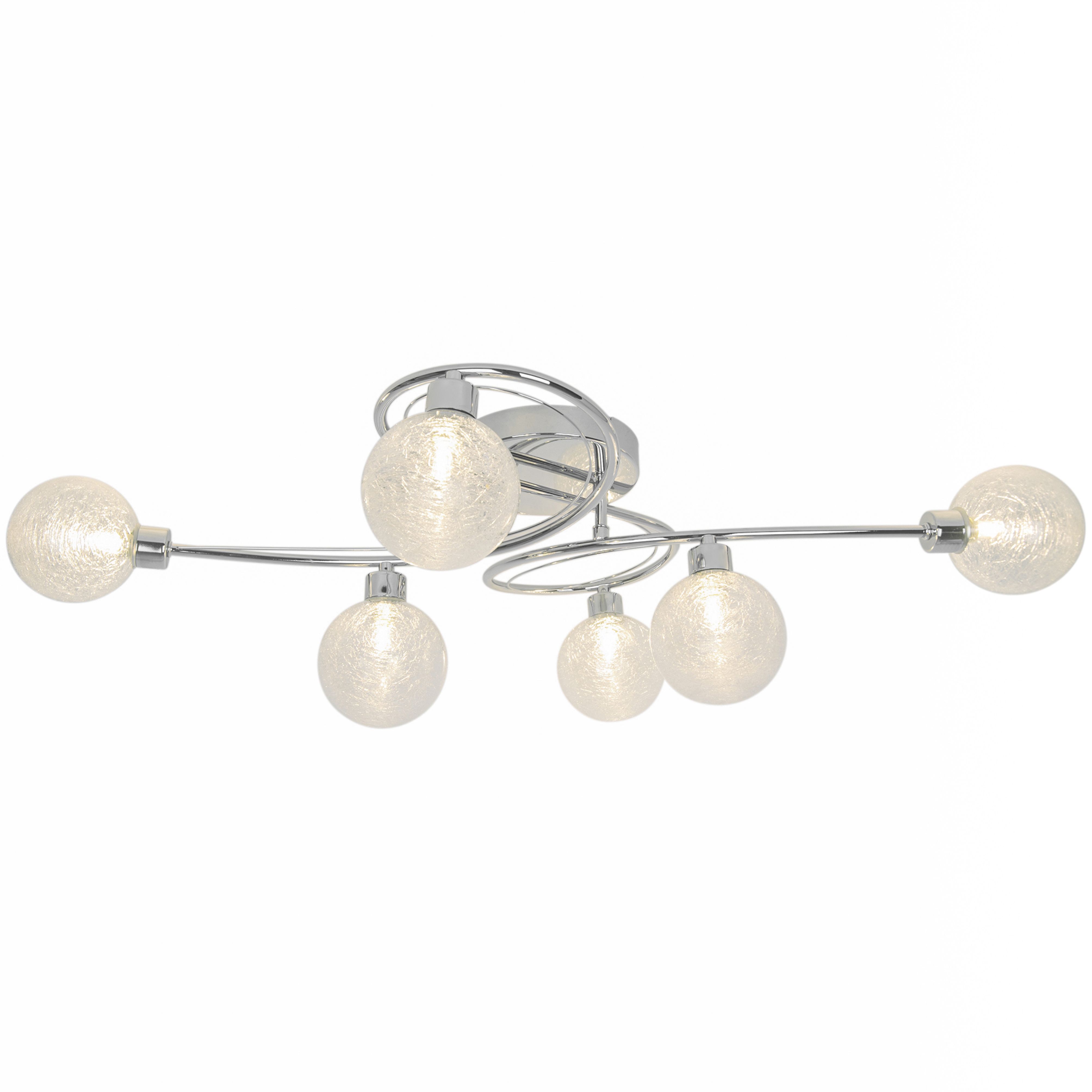 GoodHome Apheliotes Plate Glass & metal Chrome 6 Lamp LED Ceiling light