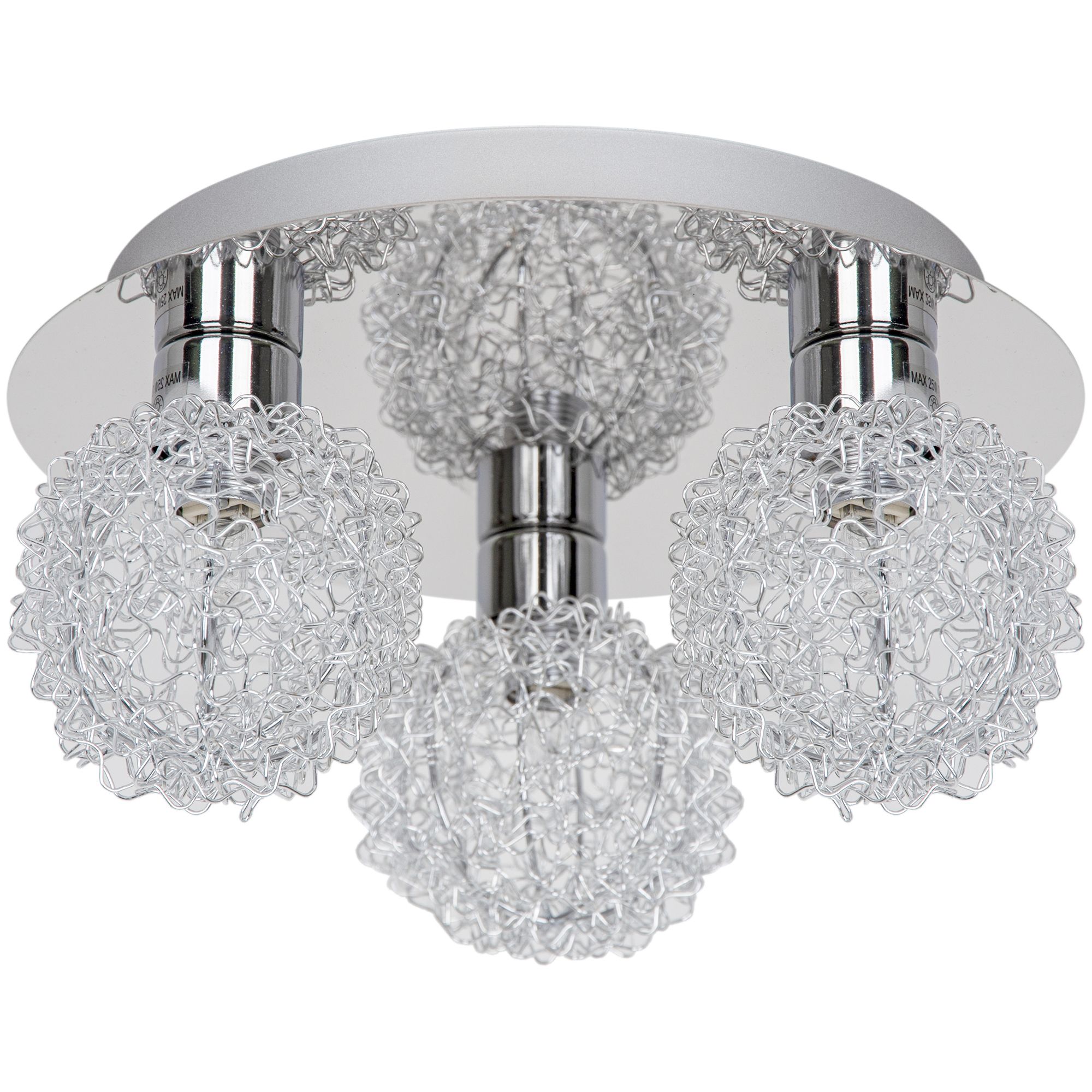 GoodHome Apheliotes Plate Metal Chrome 3 Lamp LED Ceiling light