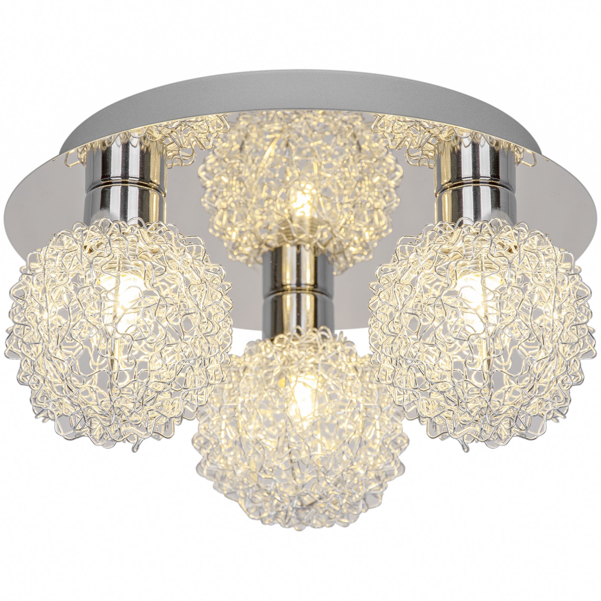 GoodHome Apheliotes Plate Metal Chrome 3 Lamp LED Ceiling light