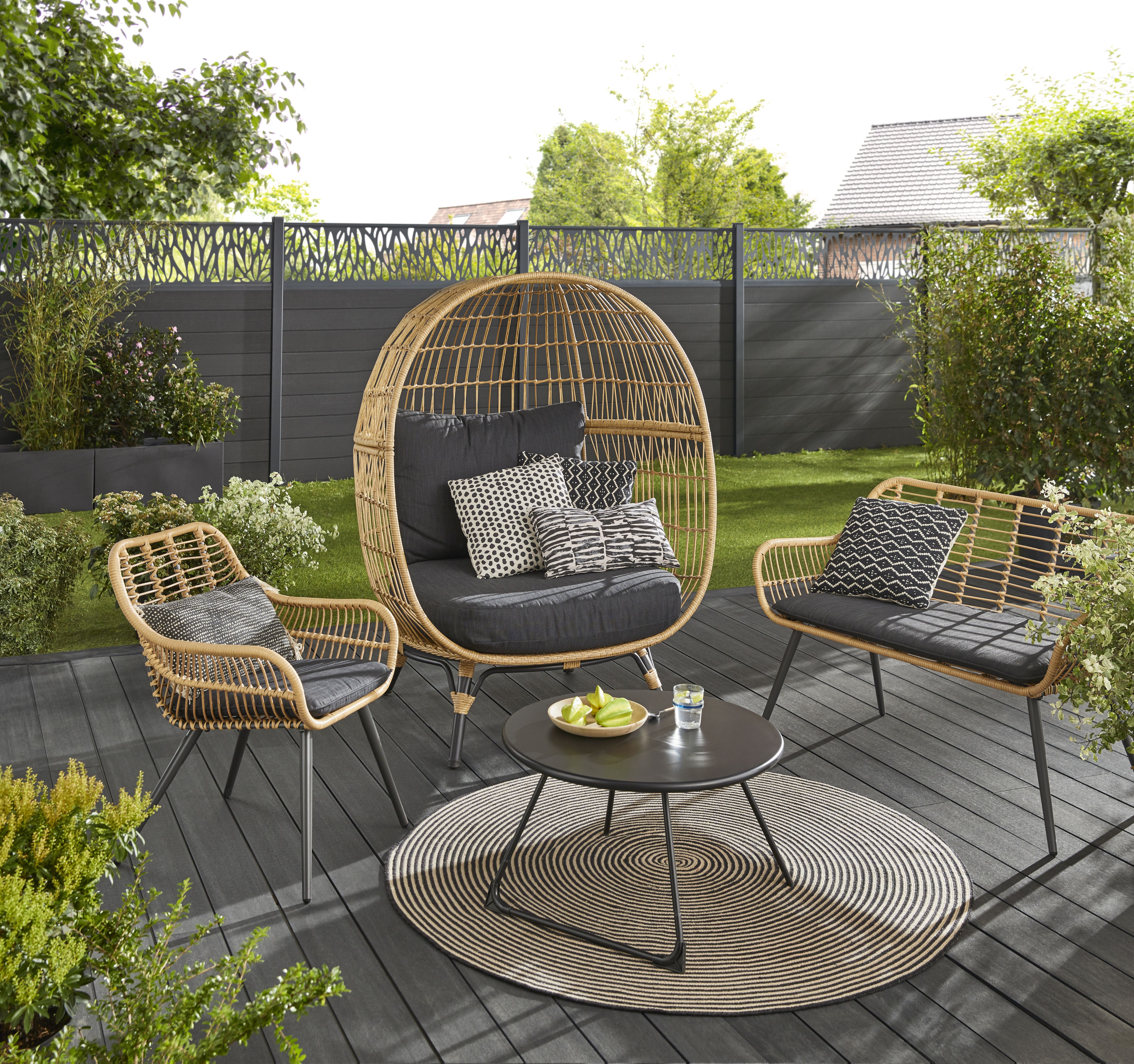 Rattan effect egg 2024 bistro set