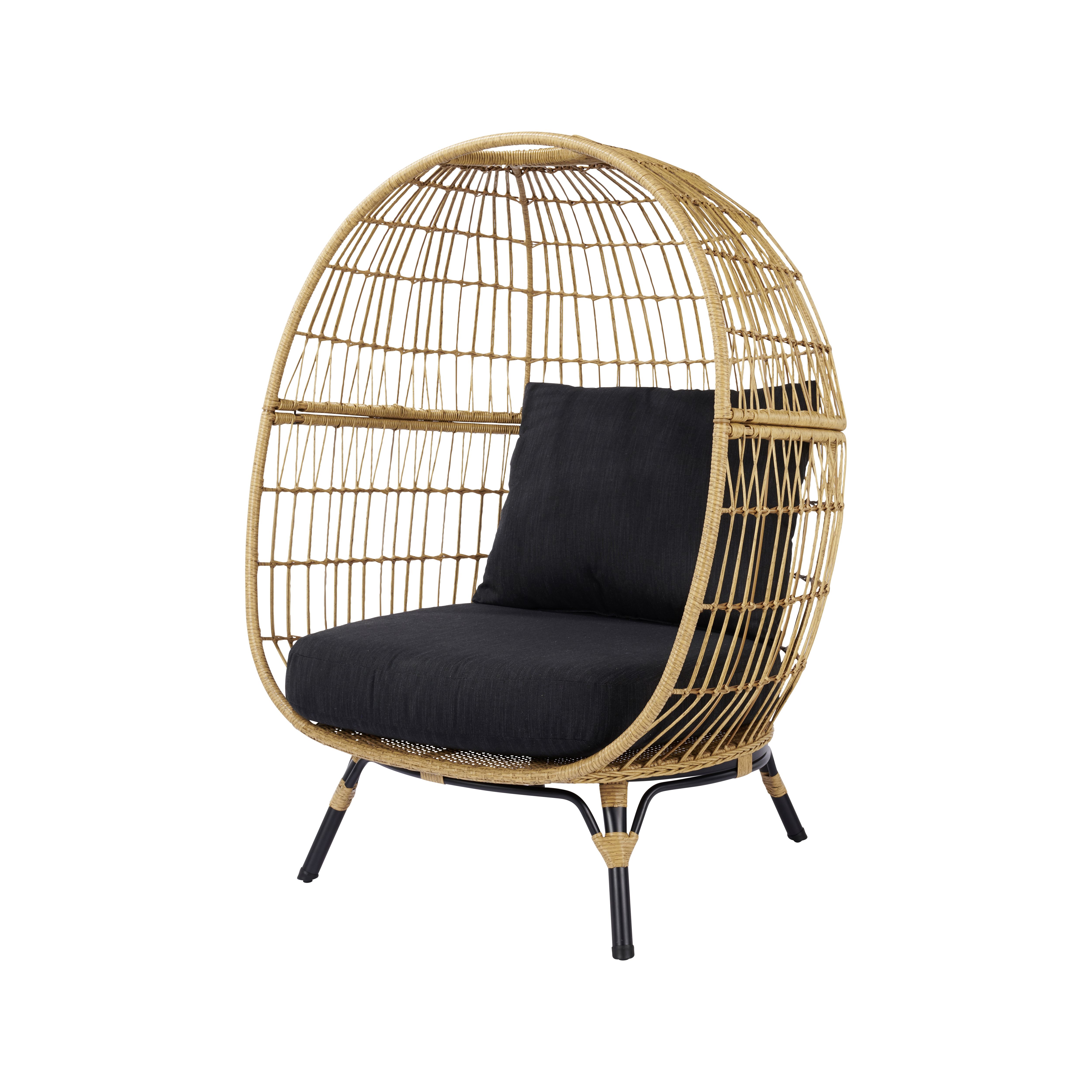 GoodHome Apolima Brown Ebony Black Rattan effect Egg chair DIY