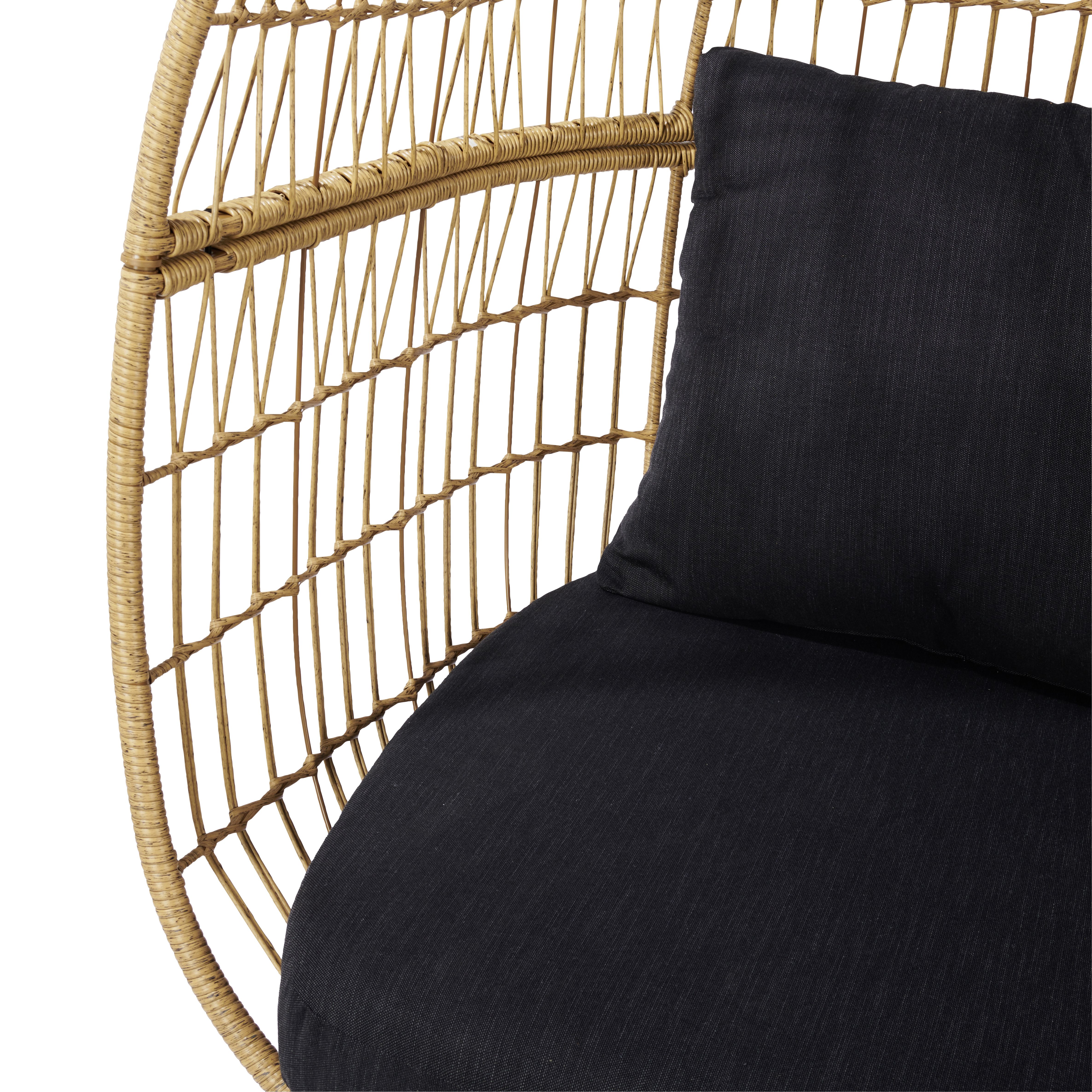 GoodHome Apolima Brown Ebony Black Rattan effect Egg chair DIY