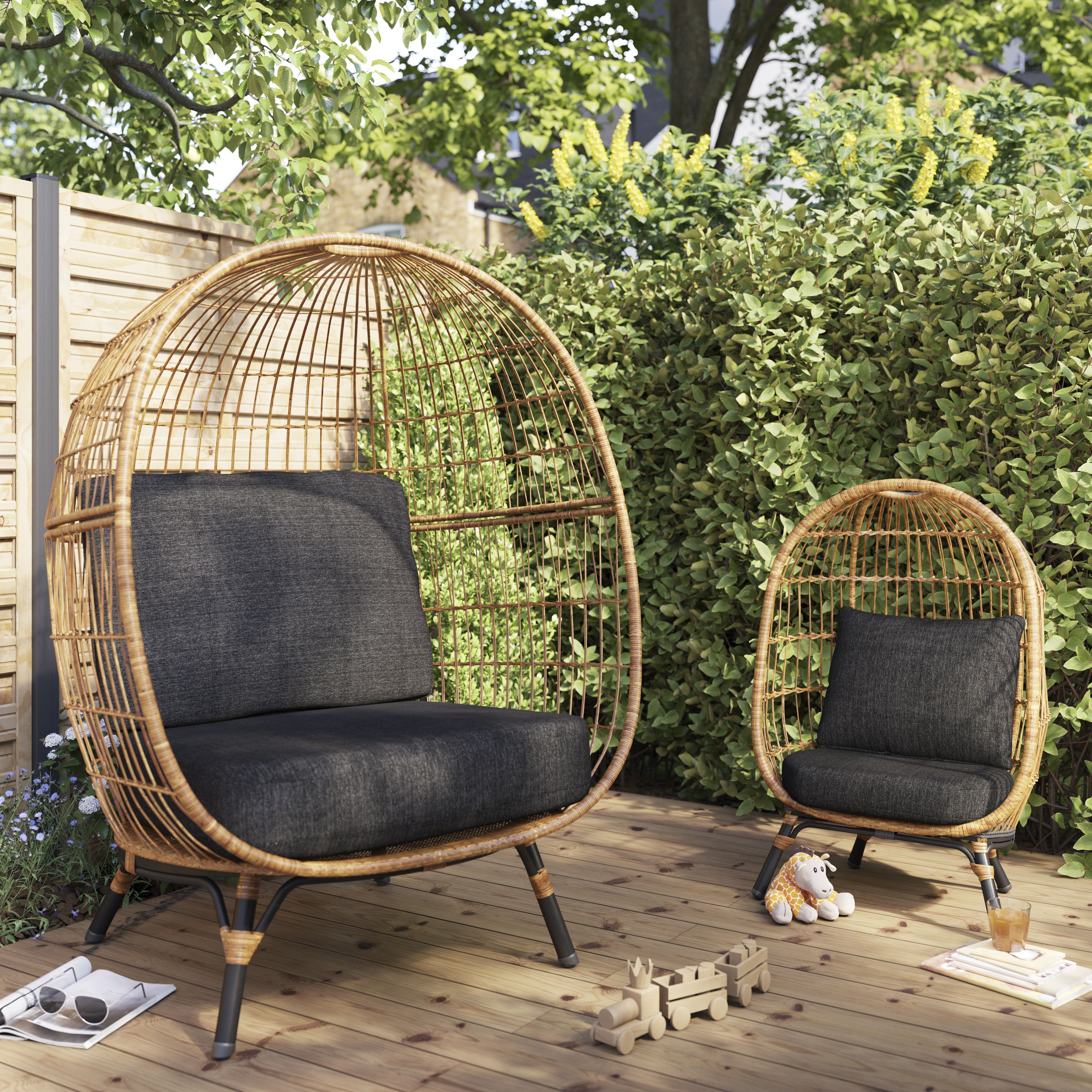 GoodHome Apolima Brown Ebony Black Rattan effect Kids egg chair DIY at B Q