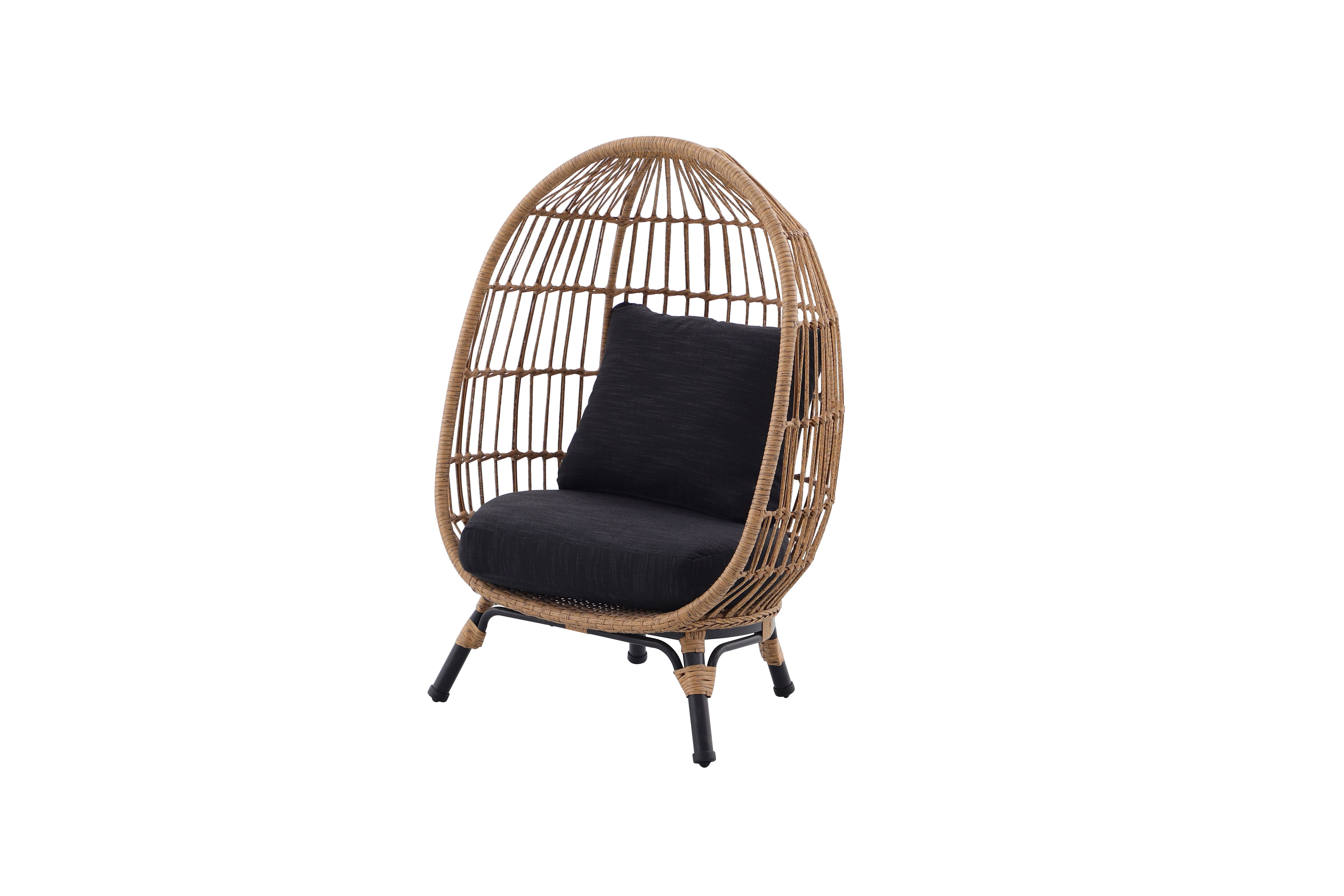 GoodHome Apolima Brown Ebony Black Rattan effect Kids egg chair