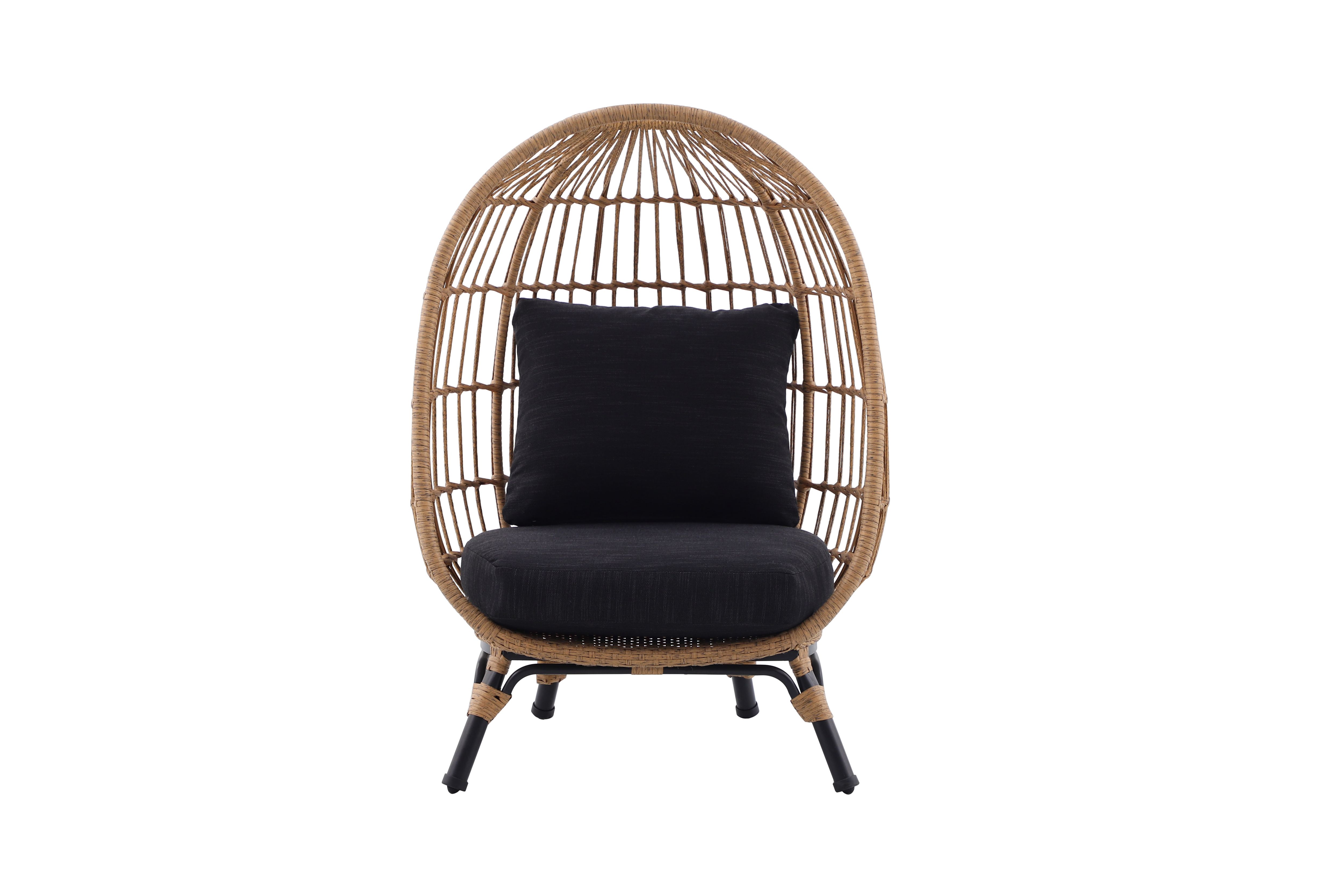 GoodHome Apolima Brown & Ebony Black Rattan effect Kids egg chair