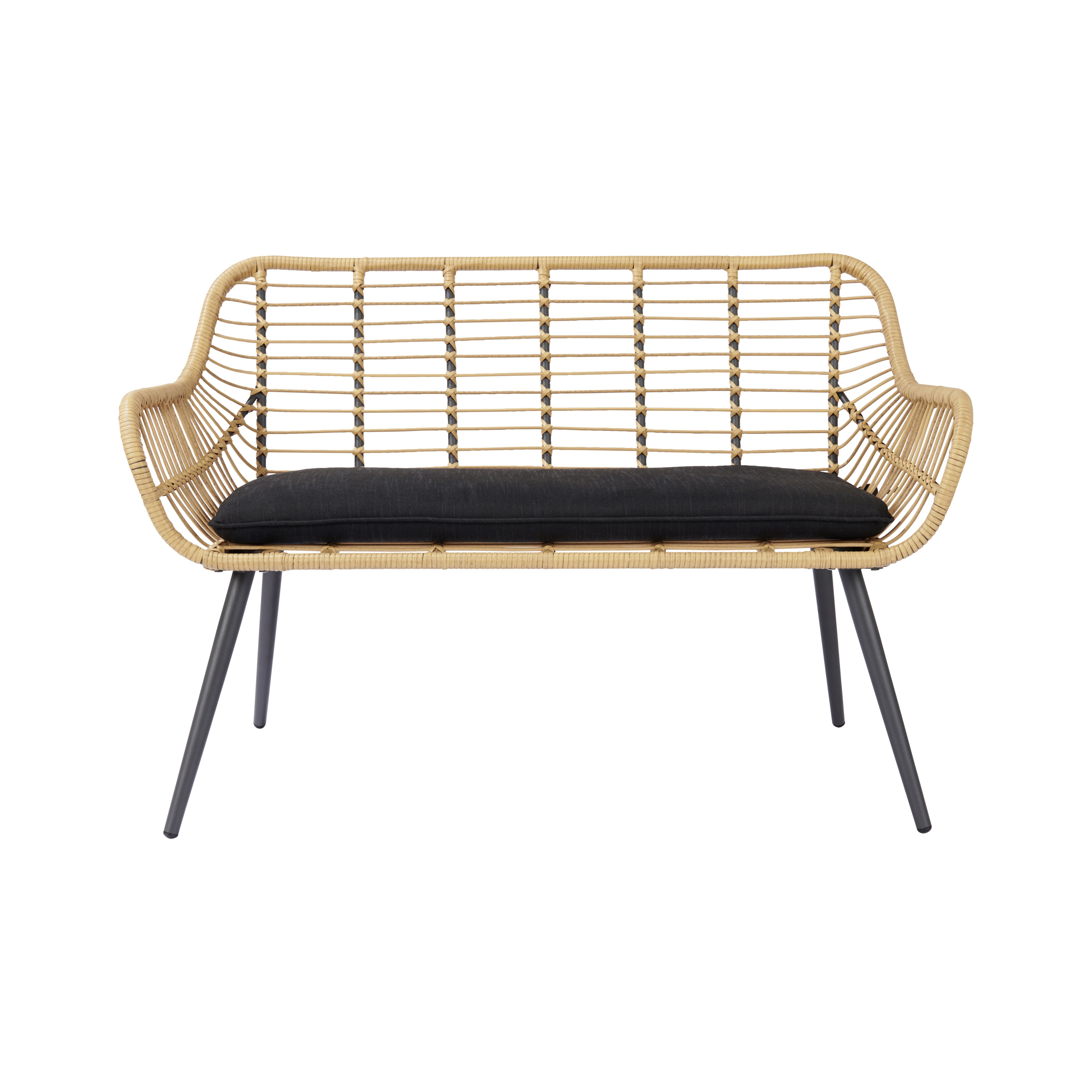 GoodHome Apolima Rattan effect Bench (W)120cm (H)81cm