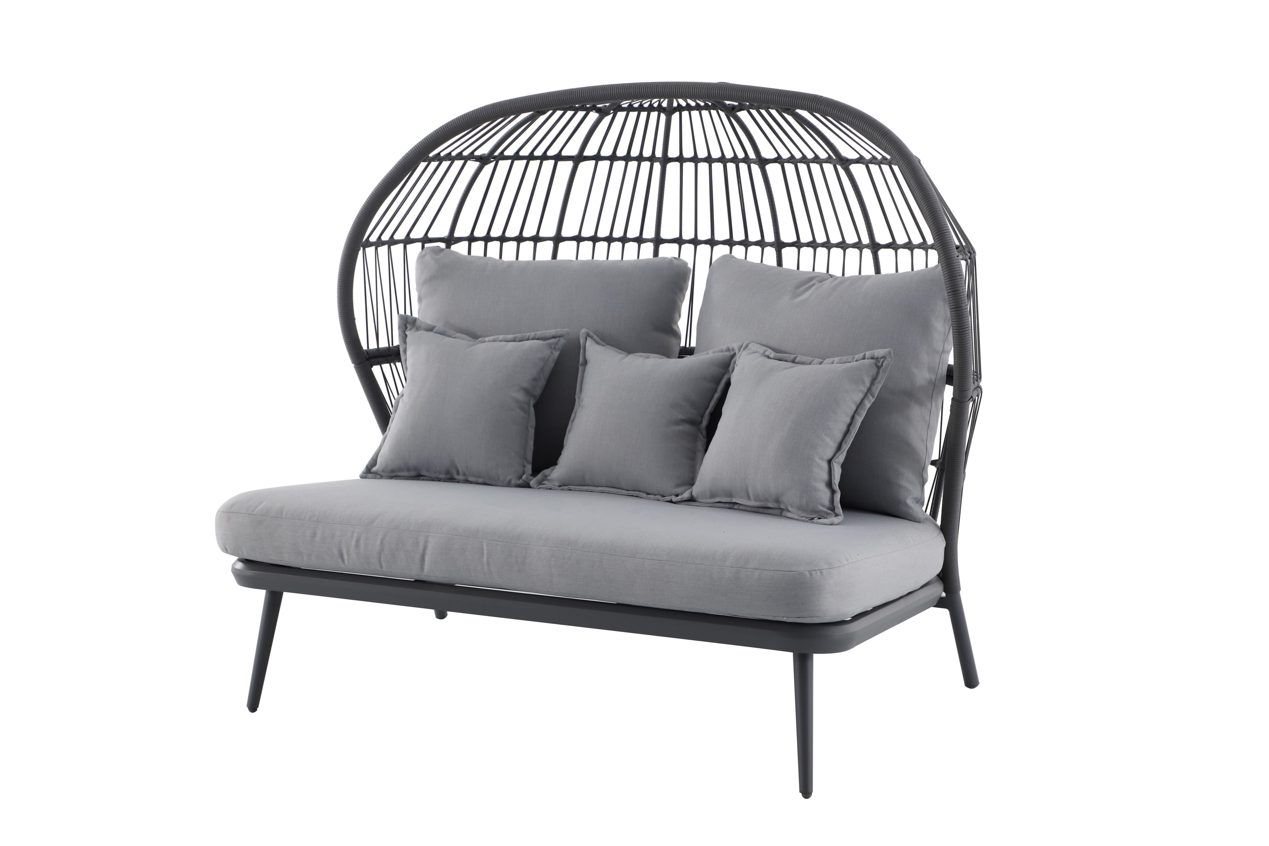 GoodHome Apolima Steel grey Rattan effect Daybed