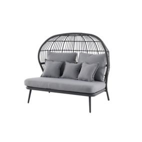 GoodHome Apolima Steel grey Rattan effect Daybed