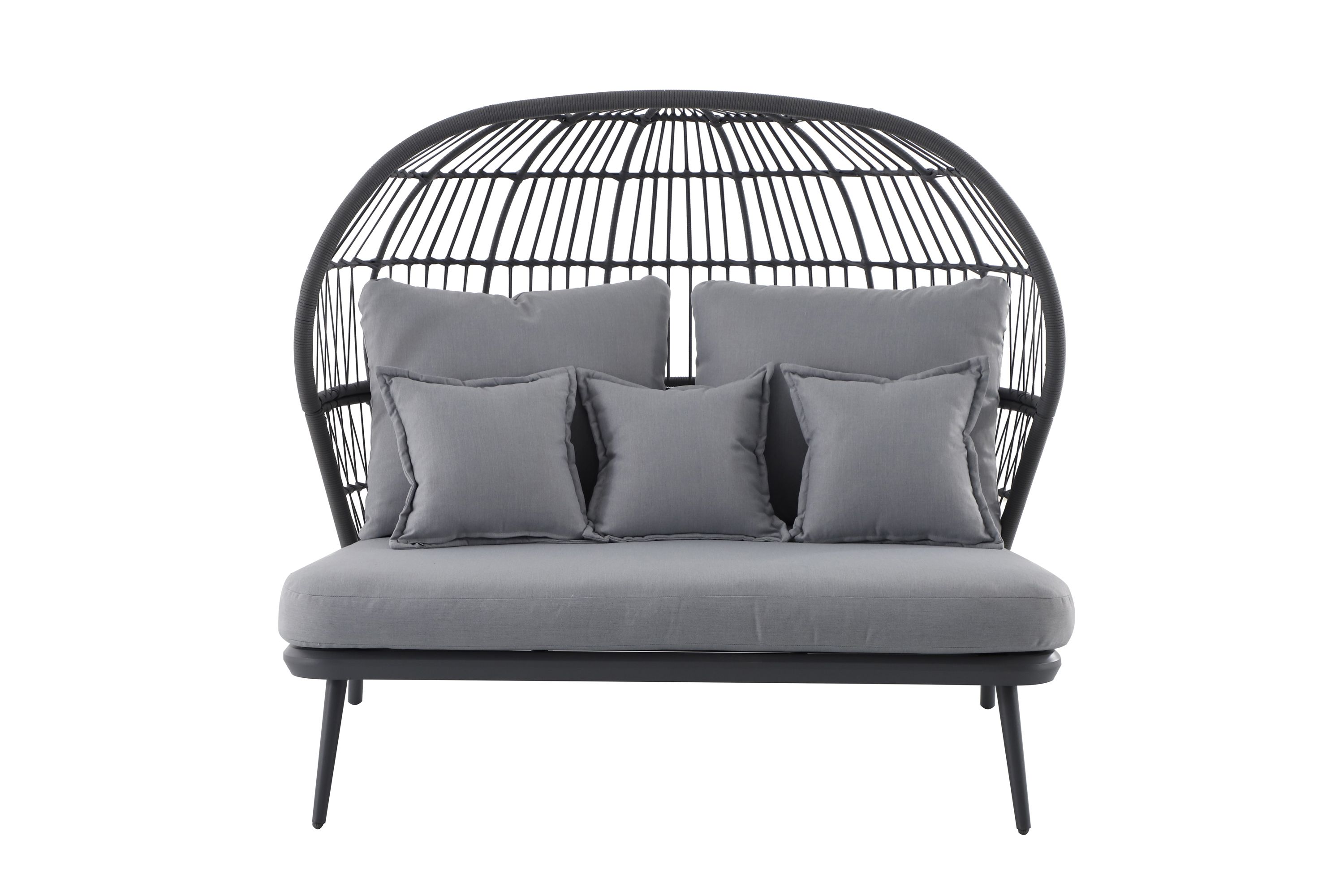 GoodHome Apolima Steel grey Rattan effect Daybed