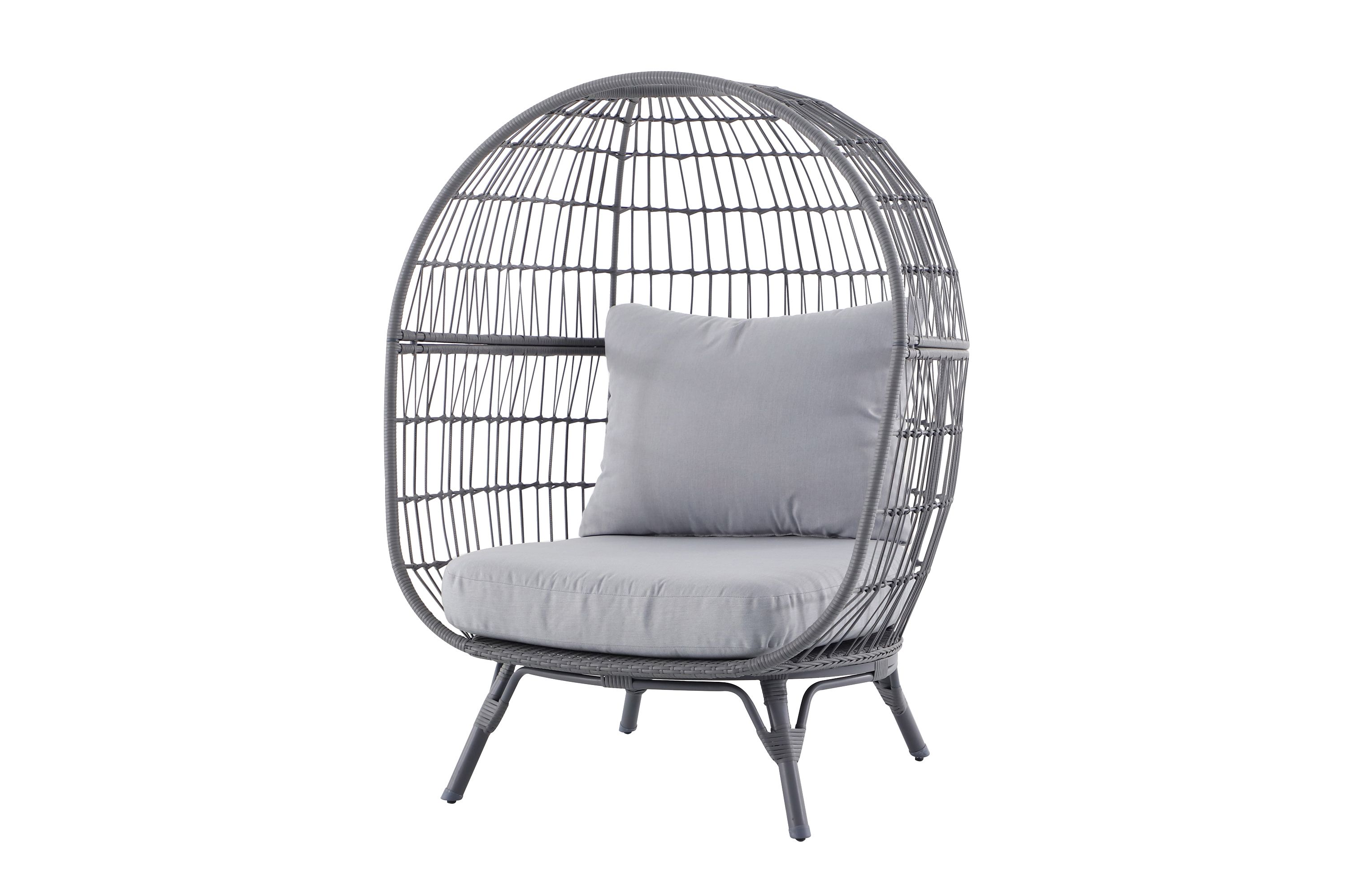 GoodHome Apolima Steel grey Rattan effect Egg chair DIY at B Q